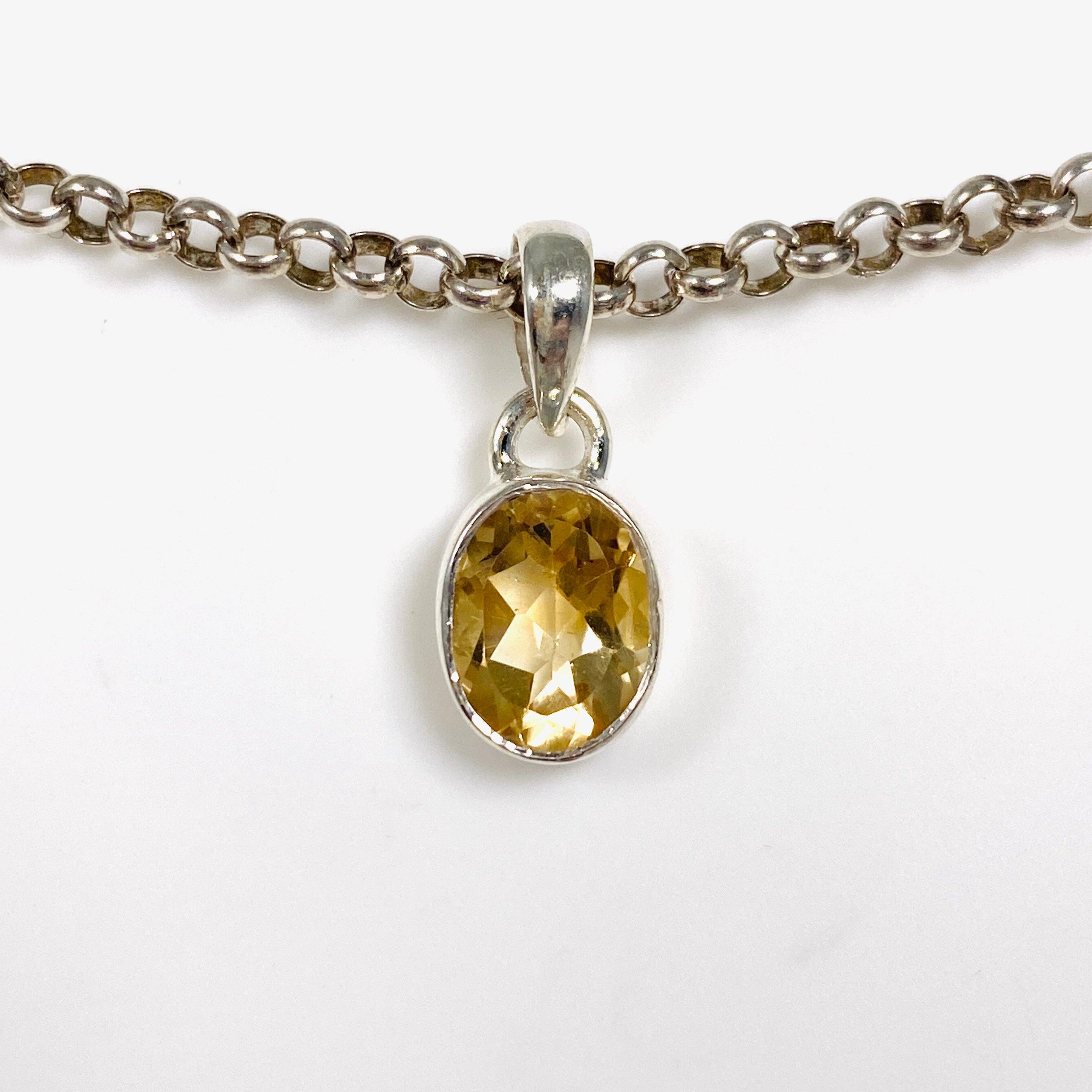 Elegant Petite Oval Faceted Pendant Necklace G2126O - Perfect for Daily Wear, Special Occasions & Gift Giving