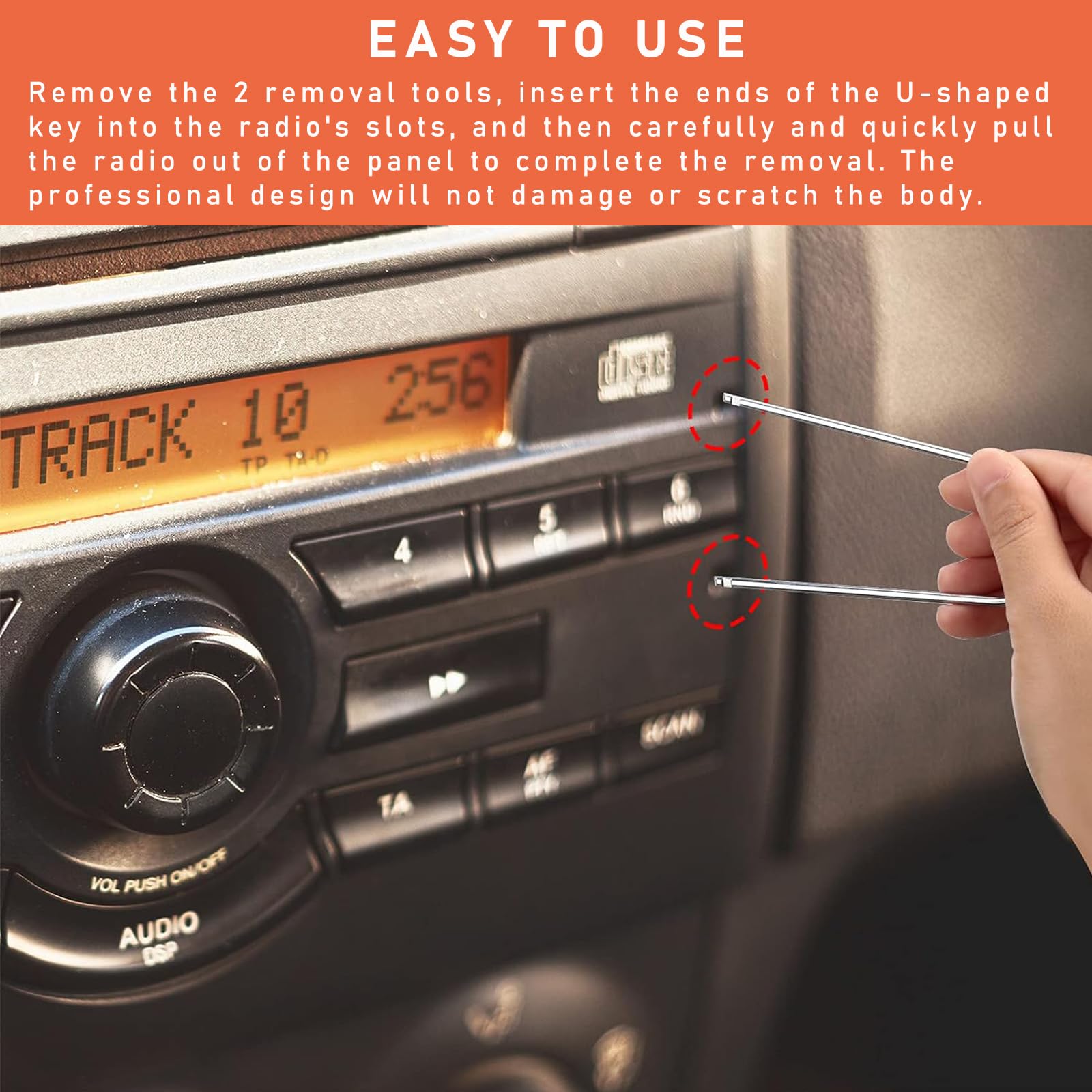 4-Piece Car Radio Removal Pry Tool Kit - U-Shaped Stainless Steel Auto Stereo Release Tools for Most Vehicles | Universal Dash Audio Disassembly | Perfect for DIY Car Stereo Installation & Repair
