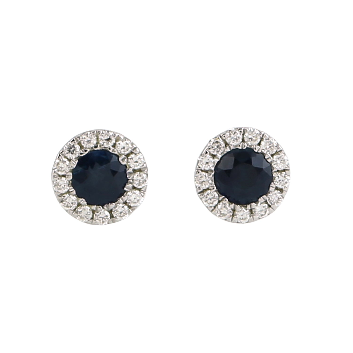 14k Gold Blue Sapphire Pave Diamond Halo Stud Earrings for Women - Perfect for Weddings, Anniversaries & Special Occasions
