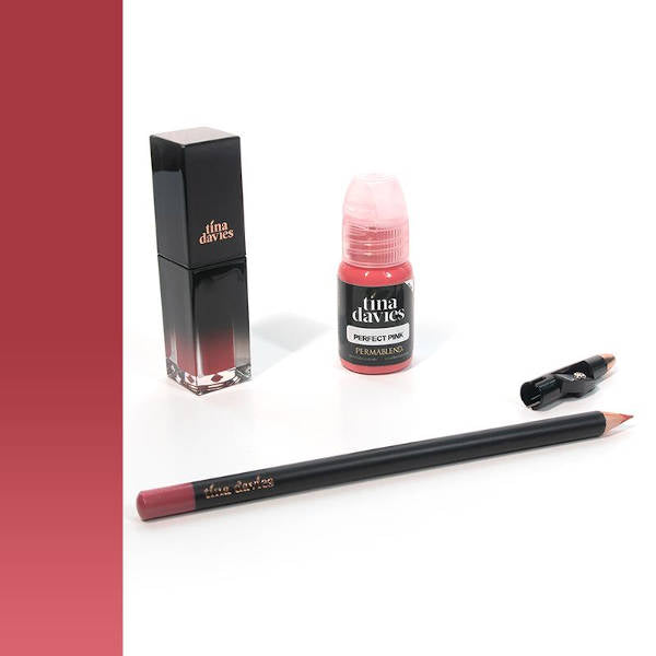 Perma Blend Tina Davies Lip Perfect Pink Trio Set - Semi-Permanent Lip Blush Kit for Natural Lip Enhancement, Perfect for Daily Wear & Special Occasions