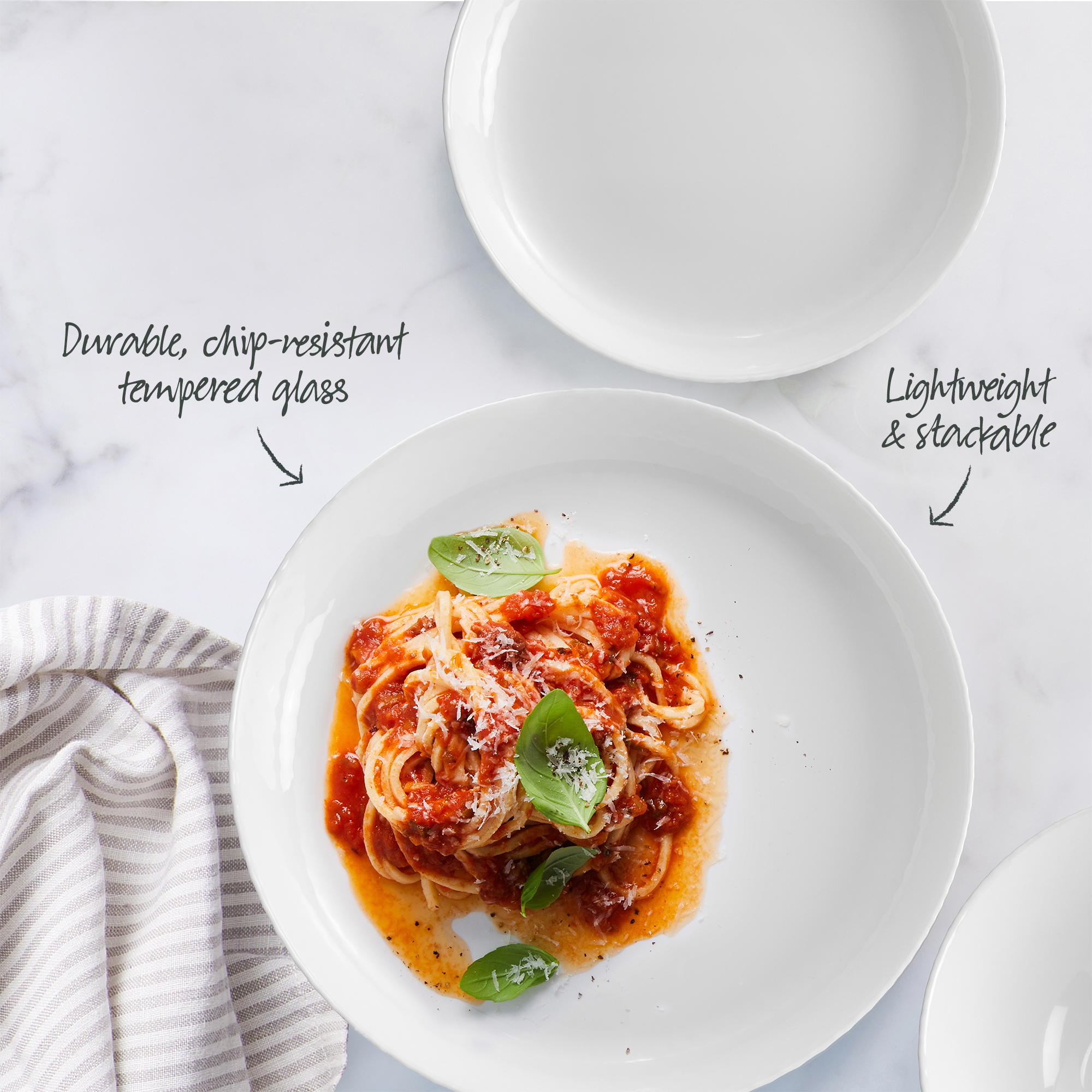 Premium Diamond White Porcelain Dinner Plate Set - 25cm (10 inch) Round Plates for Formal Dining, Restaurants & Elegant Home Decor - Pack of 2
