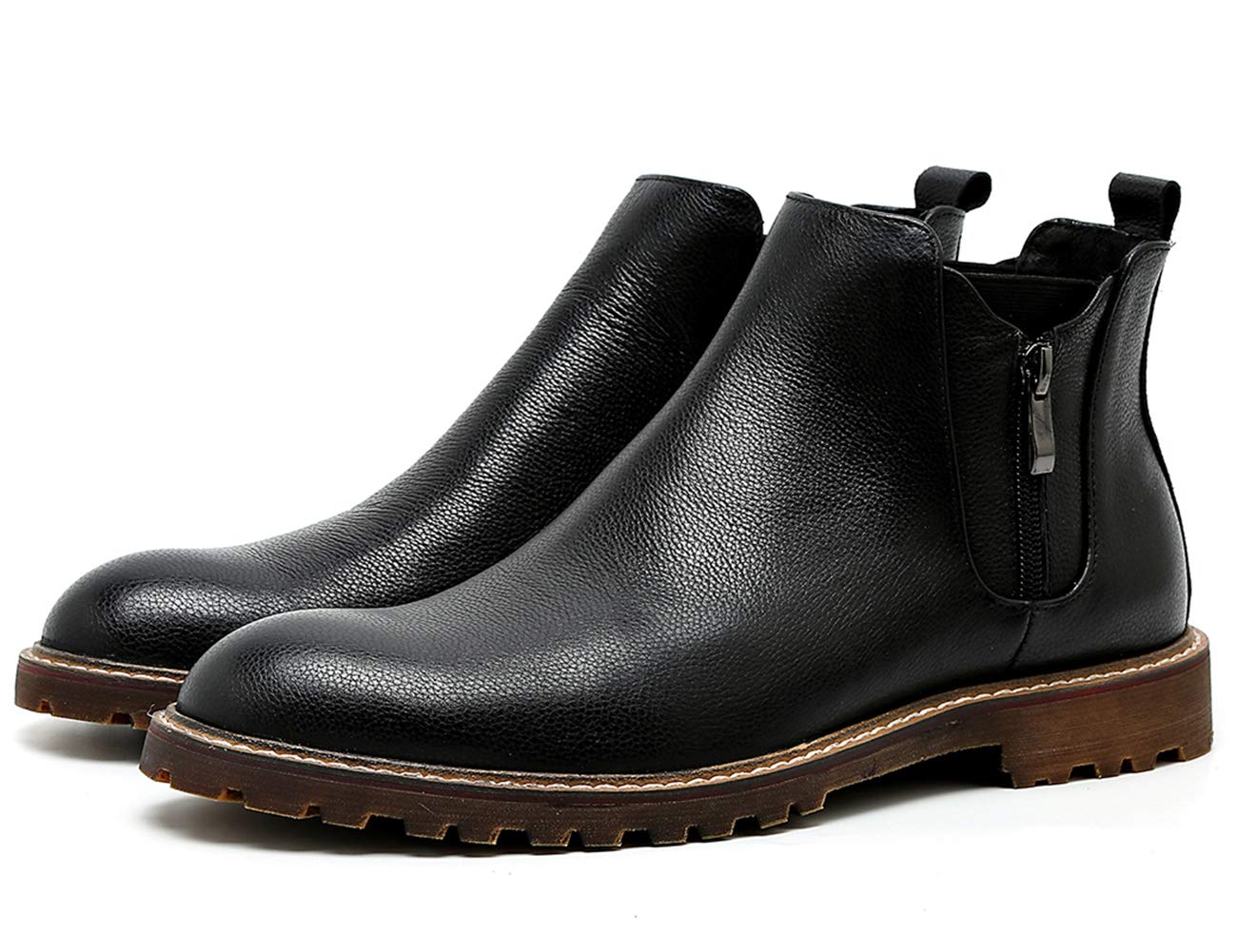 Men's Genuine Leather Chelsea Ankle Boots with Zipper - Slip-On Fashion Dress Boots in Black & Brown | Perfect for Casual Wear, Office & Night Out