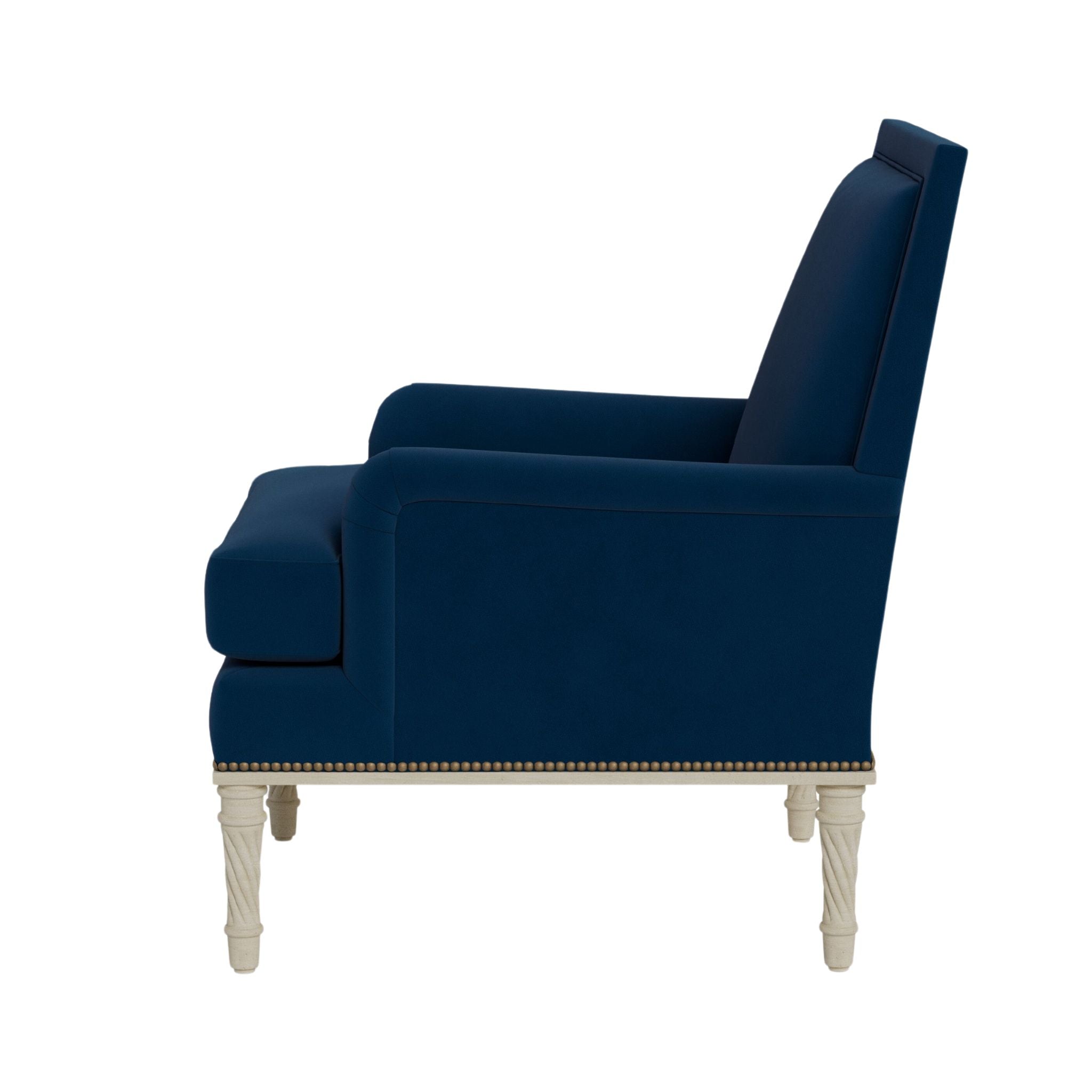 Azure Blue Rolled Arm Upholstered Chair - Modern Accent Chair for Living Room, Bedroom or Office - Comfortable Lounge Seating with Soft Fabric