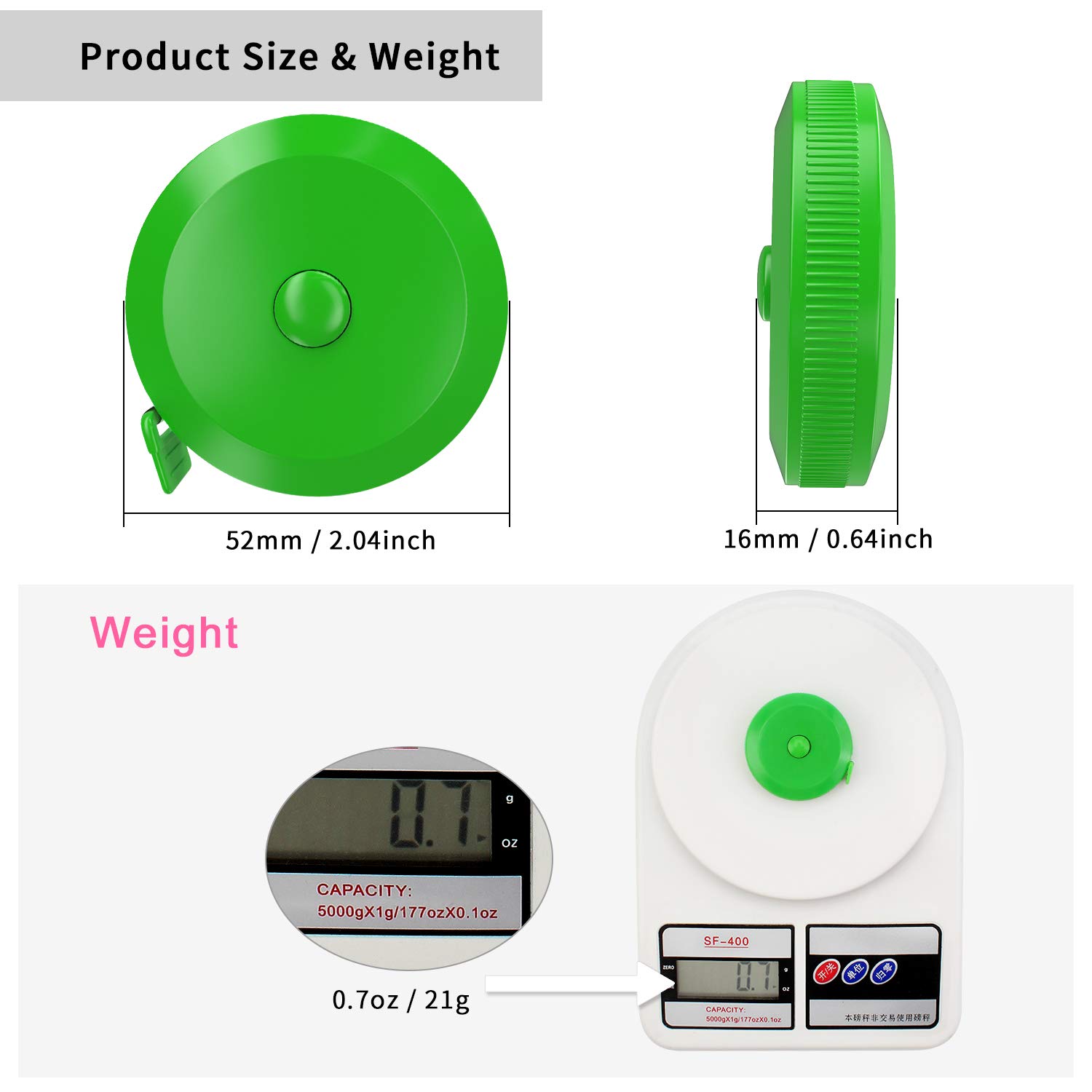 DiCUNO 60-Inch Soft Retractable Measuring Tape - 1.5 Meter Flexible Sewing Tailor Tape Measure (3 Pack Green) for Body Measurement, Dieting, Craft & Fabric Projects - Perfect for Sewing, Weight Loss Tracking & DIY Fashion Design