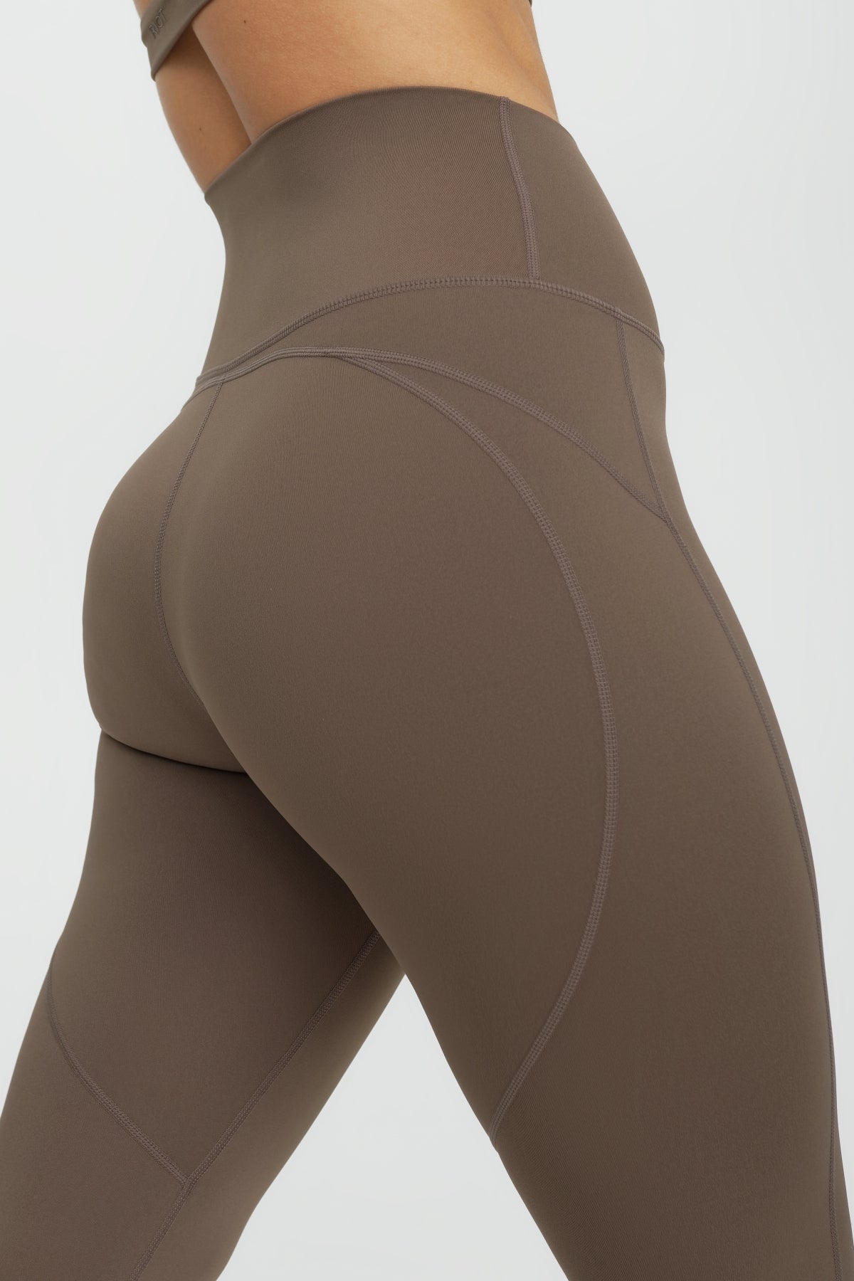 Bronx Zip Front Legging for Women - High Waisted Stretchy Workout Leggings in Taupe - Perfect for Yoga, Running & Gym