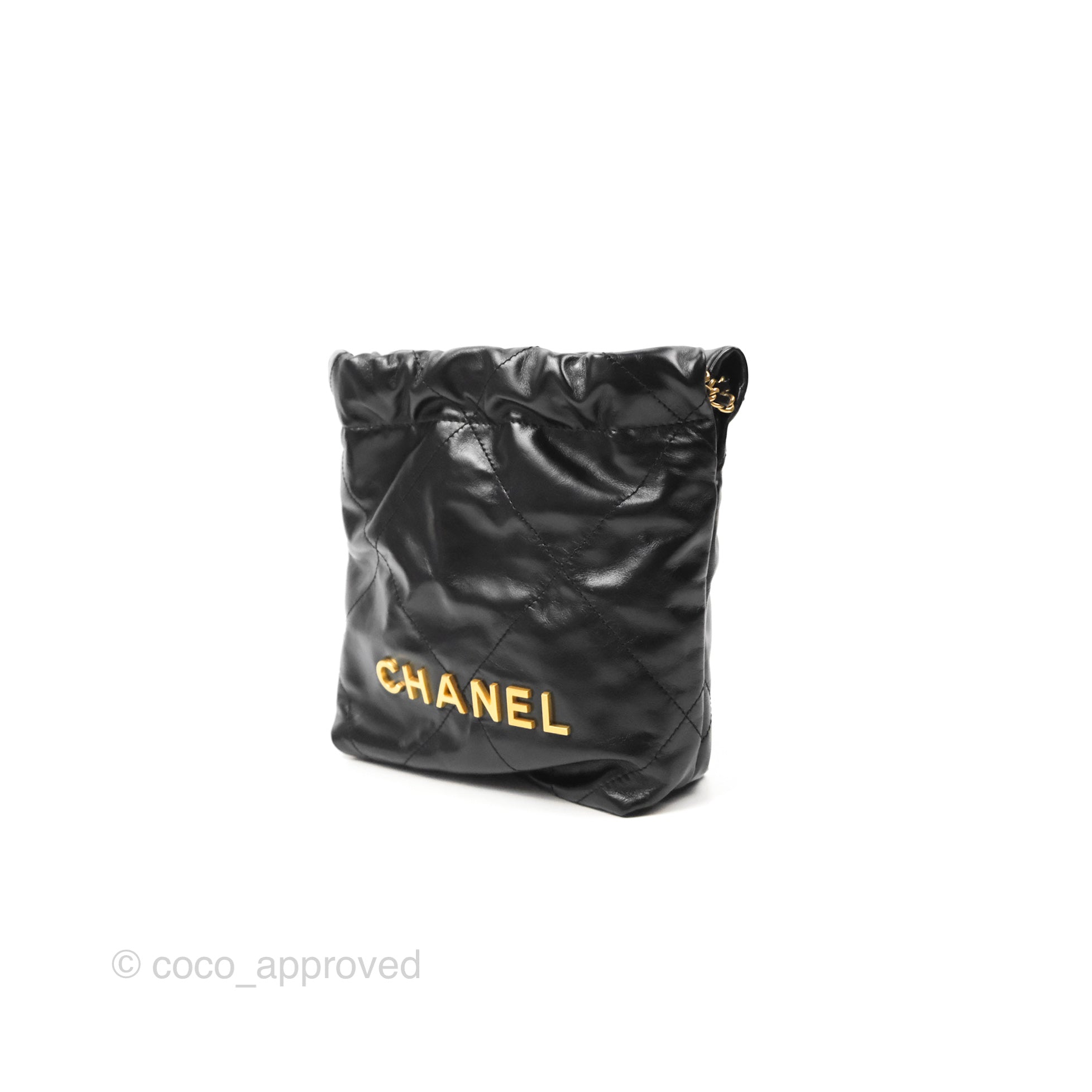 Chanel 22 Mini Bag Black Crumpled Calfskin Leather Crossbody Purse for Women | Luxury Designer Handbag for Date Night, Parties & Everyday Use