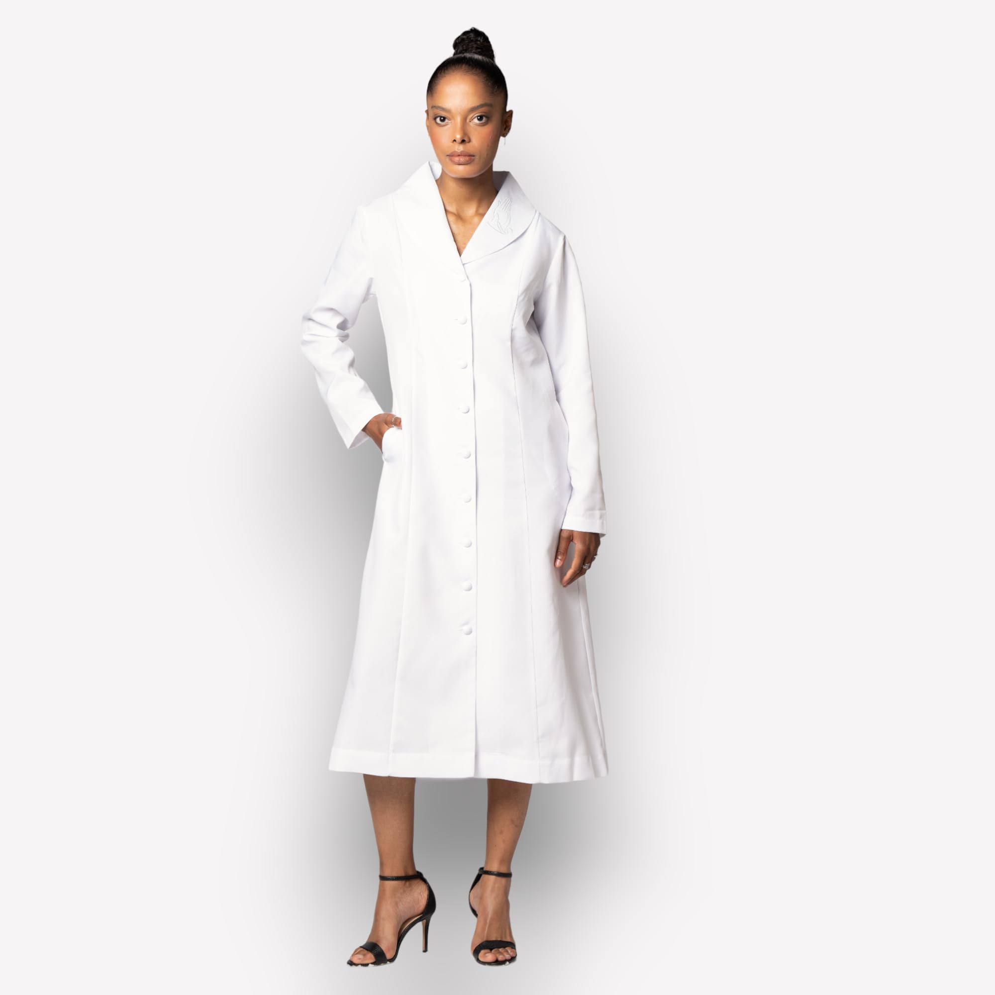 Elegant Button Front Clergy Dresses for Women - Church Robe & Choir Uniform G11674 | Perfect for Sunday Services, Weddings & Religious Ceremonies