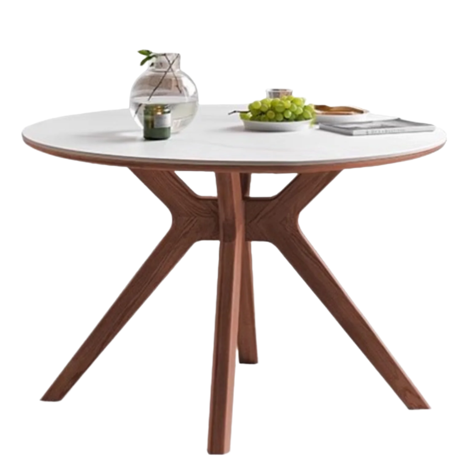 Premium Black Walnut Solid Wood Round Dining Table - 42 Inch Natural Wooden Kitchen Table for 4-6 People - Perfect for Family Dinners, Kitchen Islands & Dining Rooms