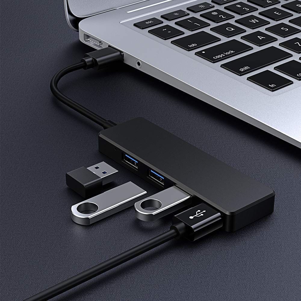 4-Port USB Hub for Laptop, MacBook & PC - Ultra Slim & Portable for Office & Travel