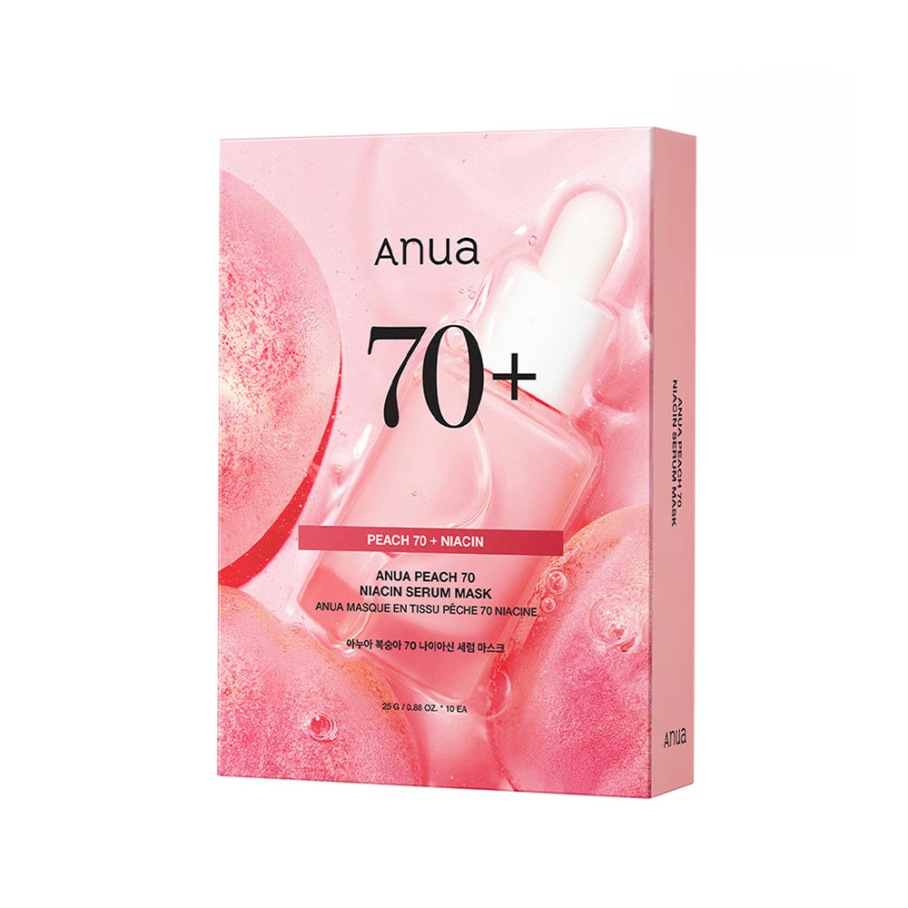 Anua Peach 70 + Niacinamide Brightening Serum Face Mask Sheet (10 Pack) - Korean Skincare for Glowing Skin, Dark Spot Reduction & Hydration - Perfect for Daily Use, Travel & Spa Days
