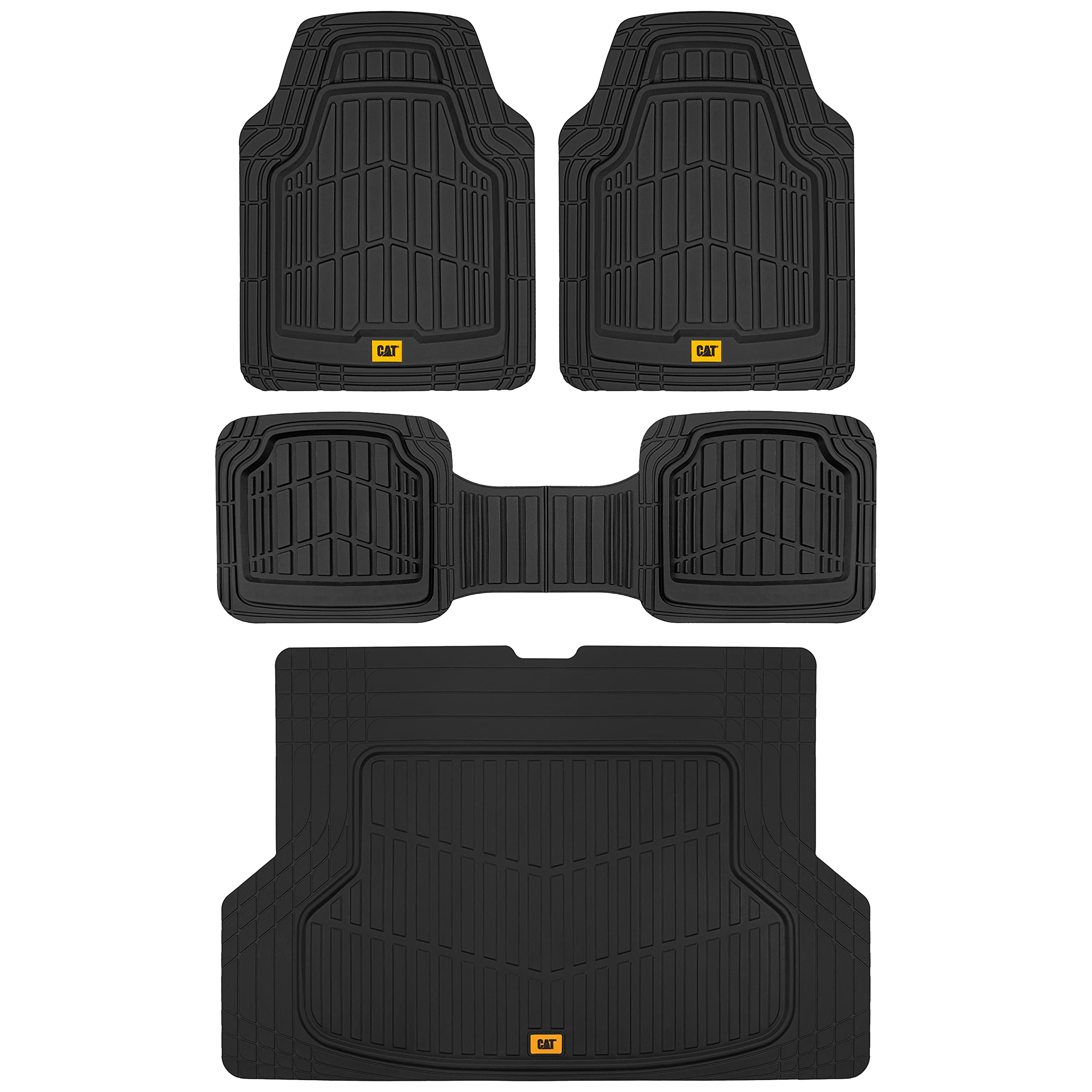 **Cat® ToughRide Heavy Duty Rubber Floor Mats & Cargo Liner for Car, SUV, Van, Sedan – All Weather, Trim-to-Fit, Deep Dish Design – Perfect for Off-Road, Work Trucks & Family Vehicles**
