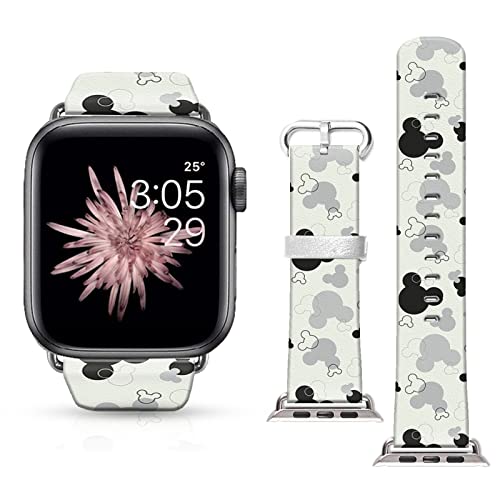 FTFCASE Floral Print Leather & Silicone Apple Watch Bands - Compatible with iWatch SE Series 8/7/6/5/4/3/2/1 & All Sizes (38mm/40mm/41mm/42mm/44mm/45mm/49mm) - Stylish Unisex Sport Strap for Workout, Office & Everyday Wear