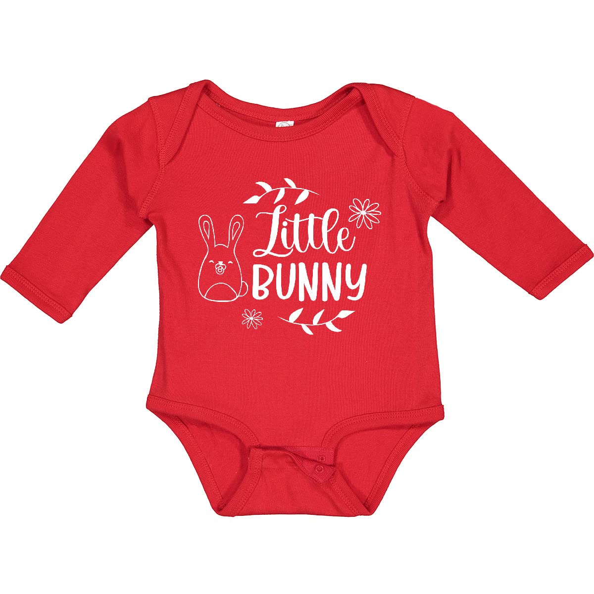 Inktastic Easter Little Bunny with Flowers Long Sleeve Baby Bodysuit - Cute Spring Outfit for Easter Photos, Baby Shower & Family Gatherings
