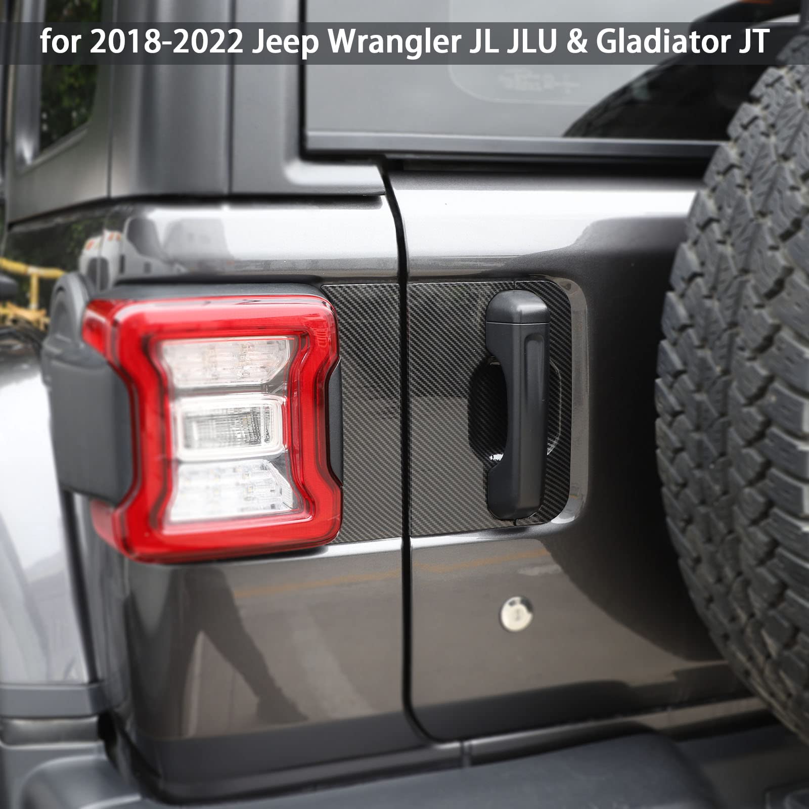 Premium Carbon Fiber Tailgate Handle Panel Trim Cover for 2018-2025 Jeep Wrangler JL JLU & Gladiator JT - Durable Exterior Accessories Upgrade for Off-Road & Daily Driving