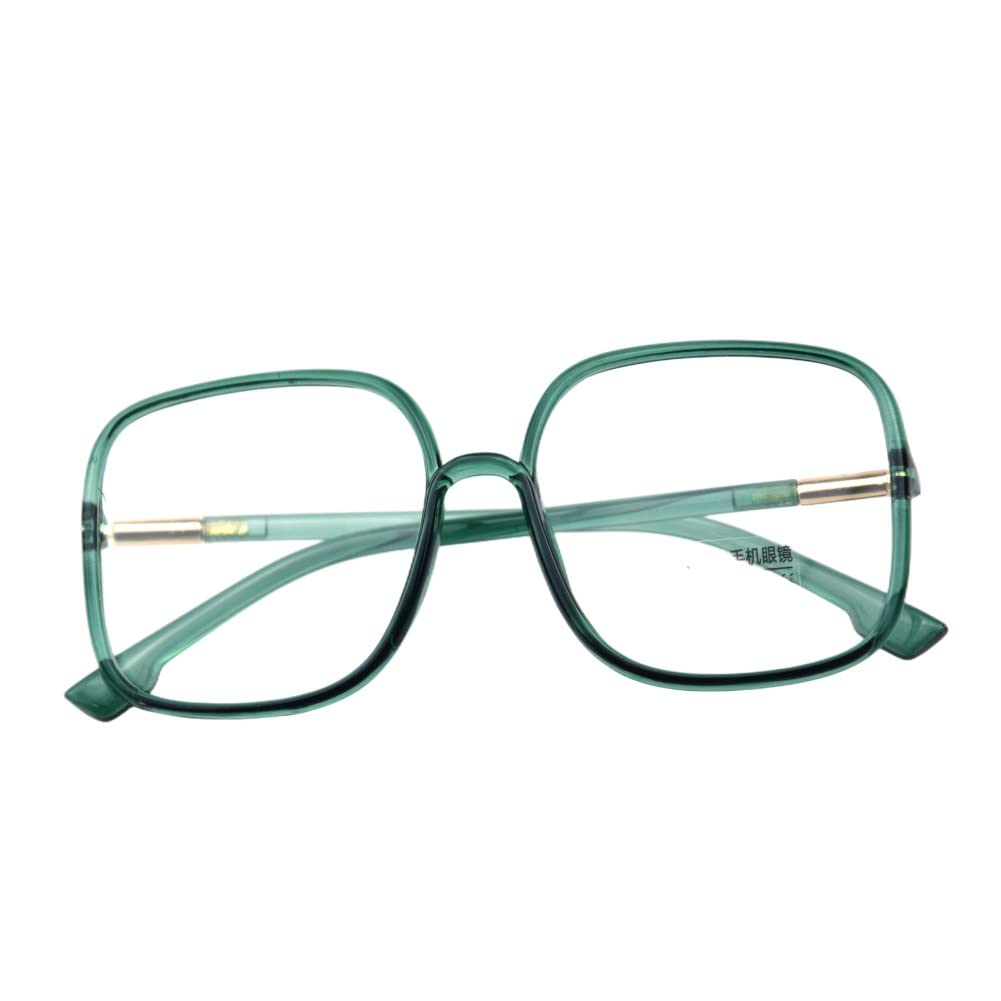 Shiratori Women's Retro Blue Light Blocking Glasses - Oversized Nerd Style Frames with Anti Blue Ray Technology for Computer, Gaming & Reading - Green Lens Fashion Eyewear