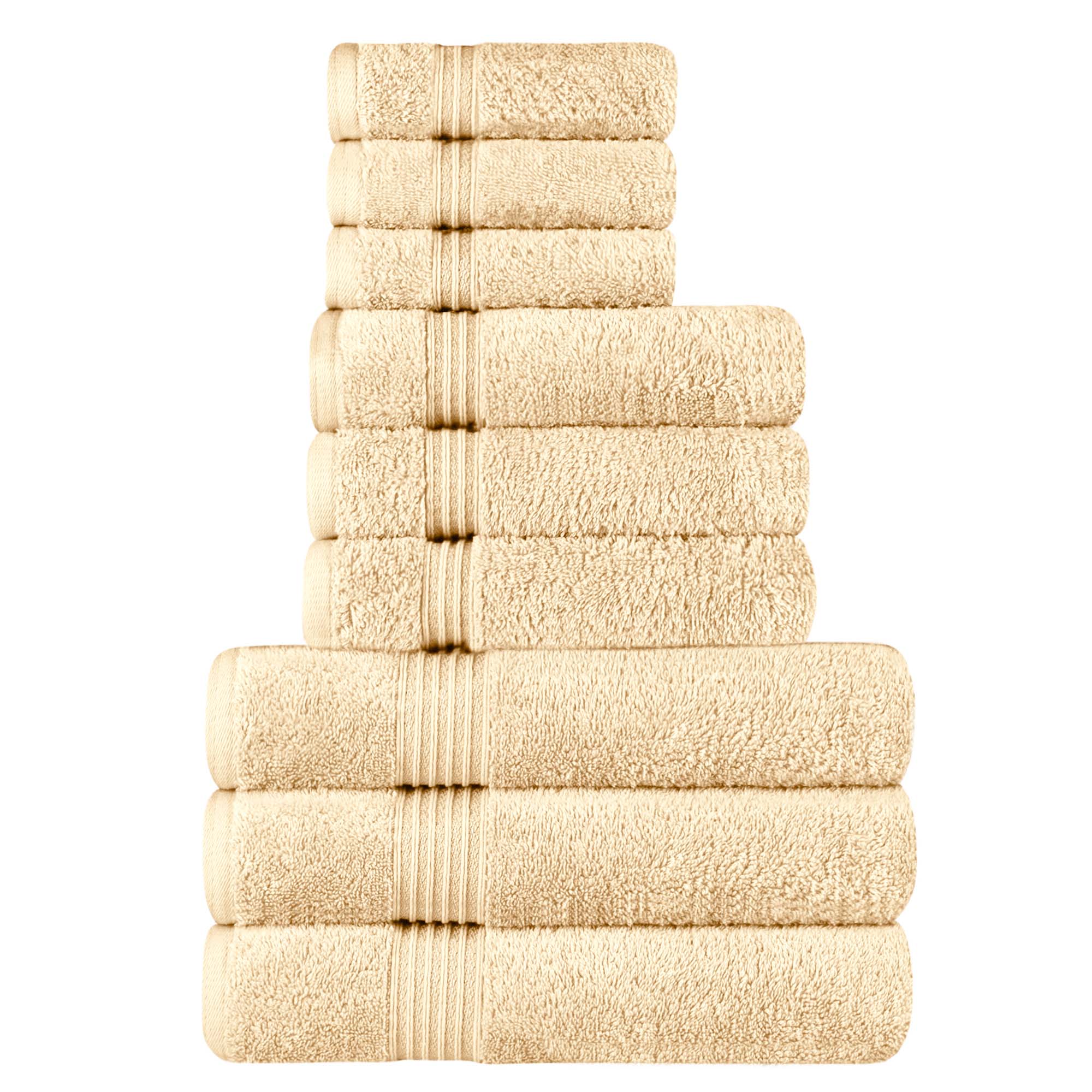 Premium Egyptian Cotton 9-Piece Bath Towel Set - Ultra Soft, Highly Absorbent - Perfect for Spa, Bathroom & Luxury Home Use