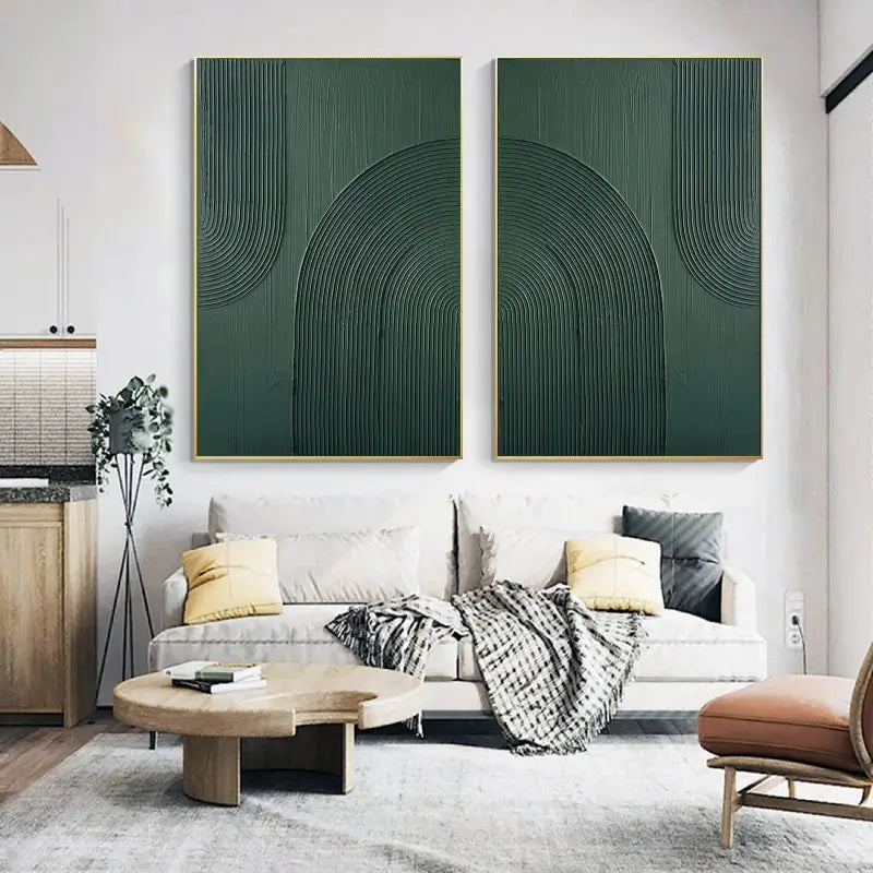 Abstract Tranquility Wall Art Set of 2 - Modern Minimalist Canvas Paintings for Living Room, Bedroom & Office Decor #WS019
