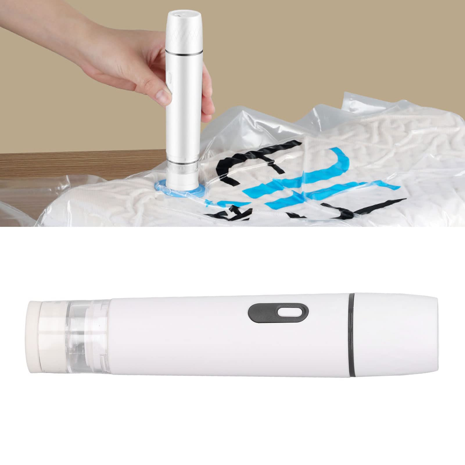 Portable Cordless Handheld Vacuum Sealer for Food Storage | Electric Air Pump with Fast Charging | Compact & Lightweight (White) | Perfect for Kitchen, Camping & Meal Prep