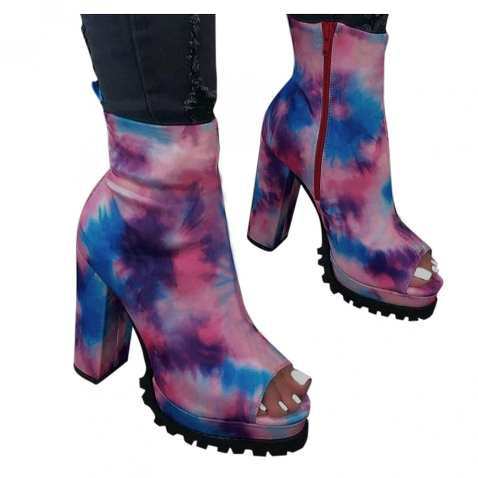 Masbird Women's Sexy High Heel Ankle Boots - Peep Toe Zipper Short Booties with Platform for Casual Wear | Perfect for Office, Dating & Night Out