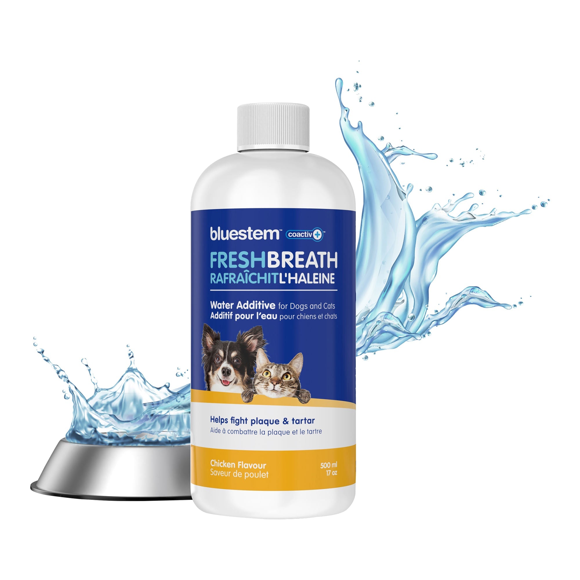 Bluestem Fresh Breath Plaque & Tartar Control Water Additive for Dogs & Cats | Dental Care Solution for Pets | Improves Oral Hygiene & Freshens Breath | Perfect for Daily Use in Pet Water Bowls