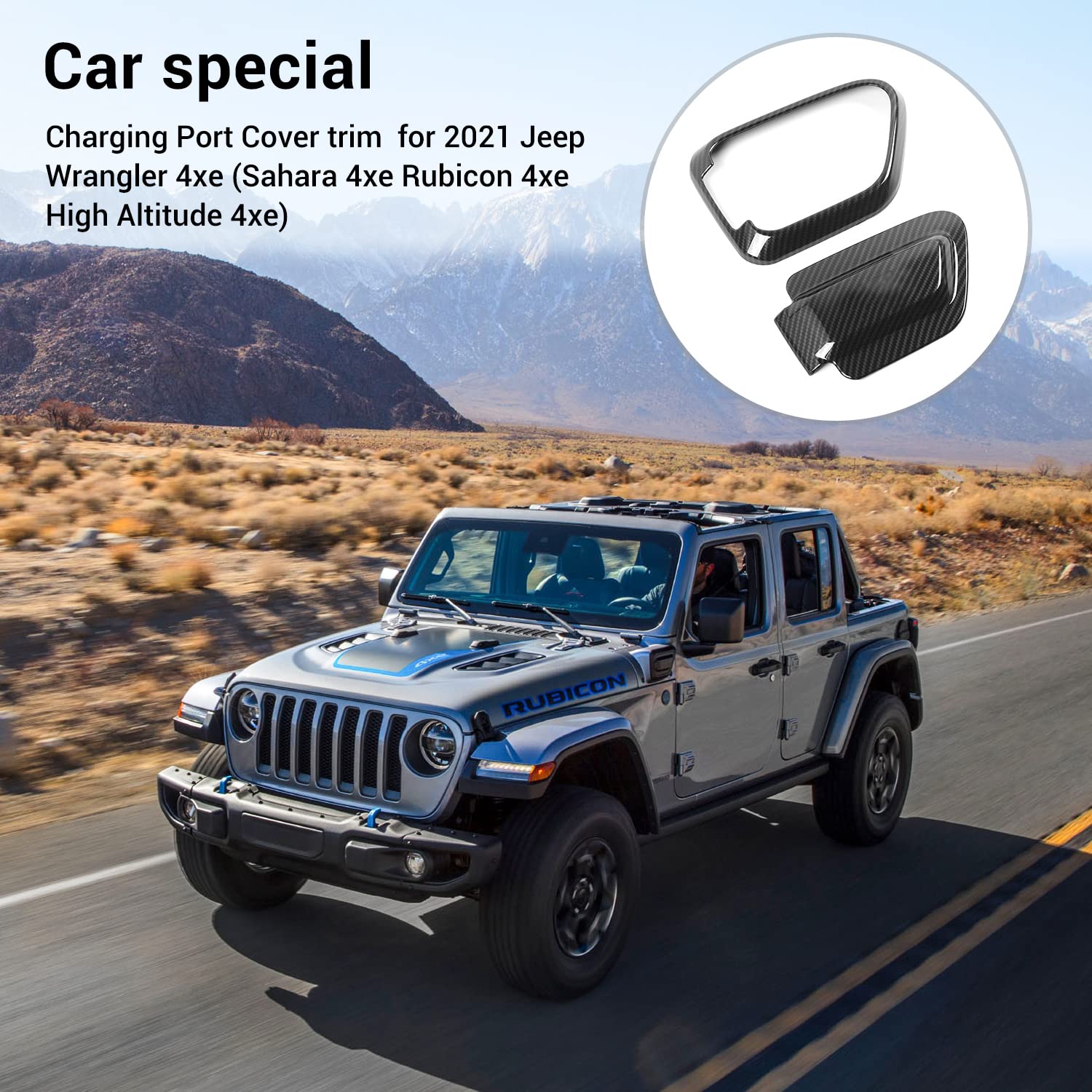 Carbon Fiber Charging Port Cover for 2021-2025 Jeep Wrangler JL/JLU/4Xe - Dustproof & Waterproof Exterior Accessory - Perfect for Off-Road Adventures & Daily Commuting