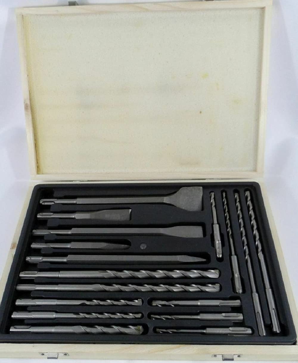 17-Piece SDS Plus Rotary Hammer Drill Bit and Chisel Set - Heavy Duty Masonry Concrete Drilling Tools for Construction, Renovation & DIY Projects
