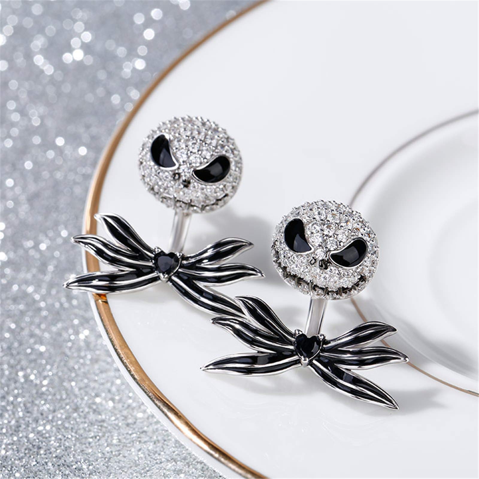 Jeulia Bat Bow Tie Skull Heart Cut Sterling Silver Earrings for Women - Halloween, Christmas, Birthday Gift for Bride, Friend, Wife - Elegant Jewelry Box Included - Perfect for Parties, Weddings & Gothic Fashion