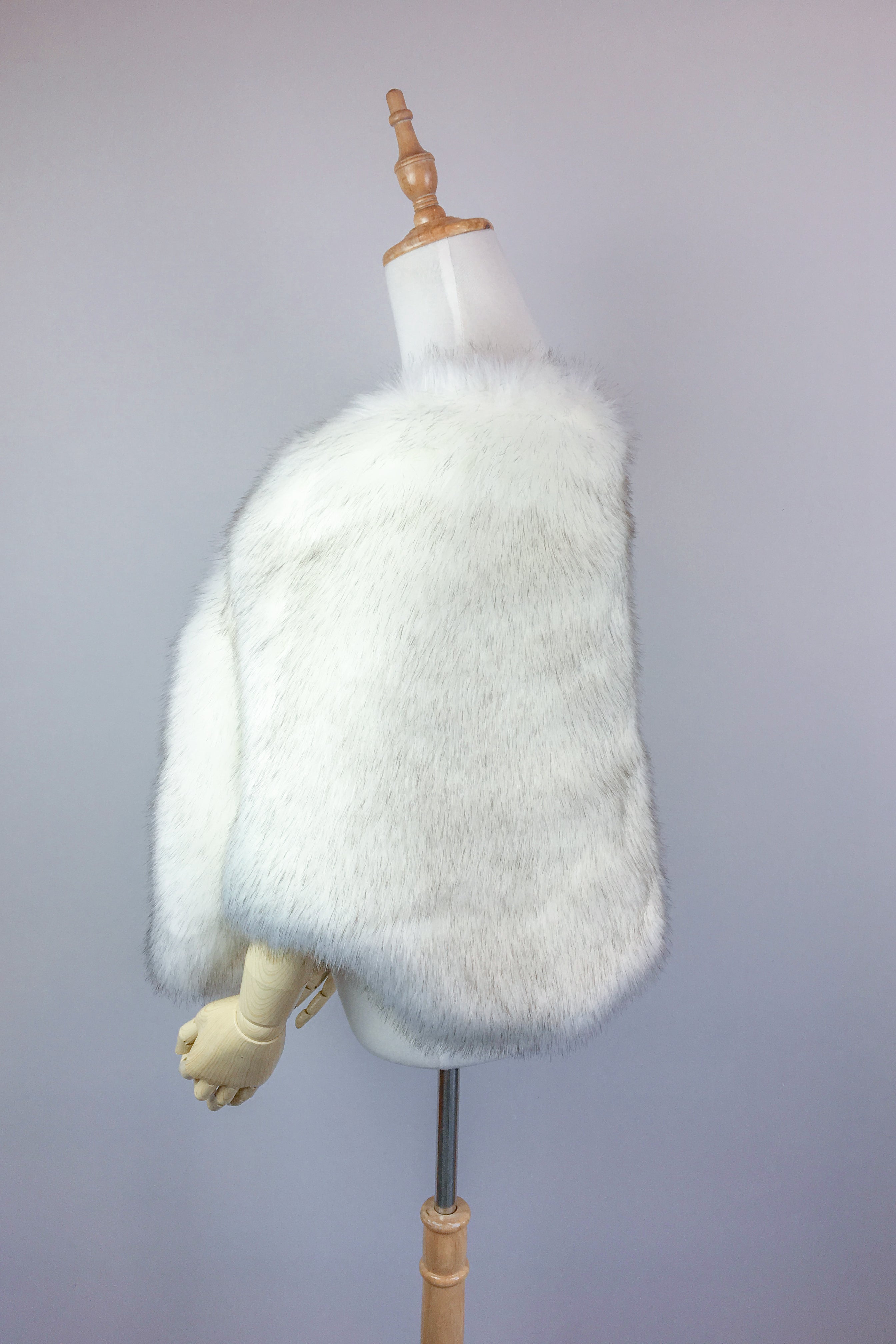 Ivory and Black Fur Shawl with Butterfly Design (Wht03) - Elegant Winter Wrap for Women, Perfect for Parties, Weddings, and Evening Events