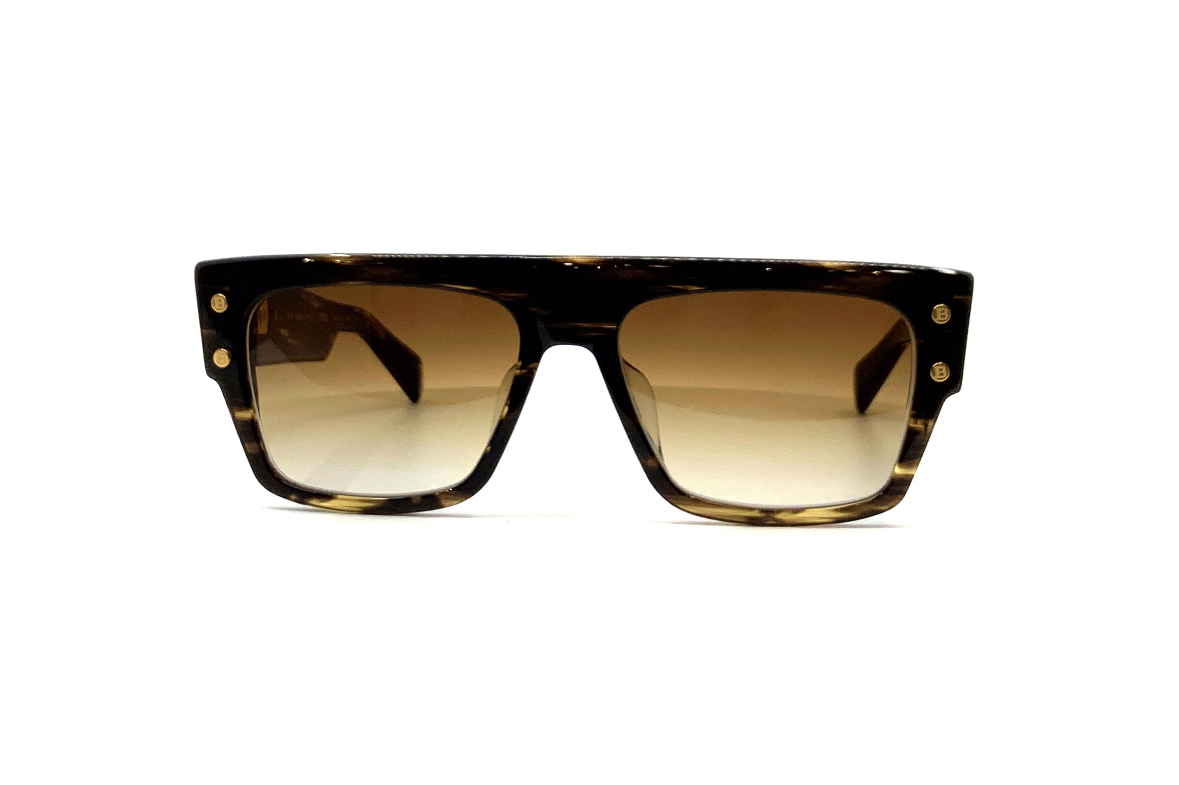 Balmain B III Sunglasses - Brown & Gold Aviator Style for Men & Women | UV Protection, Luxury Fashion Accessory for Outdoor, Driving, and Travel
