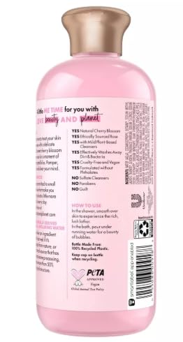 Cherry Blossom & Tea Rose Scented Shower Gel & Bath Wash - 11.8 oz | Moisturizing Body Wash for Women | Relaxing Aromatherapy for Spa-Like Bath Experience