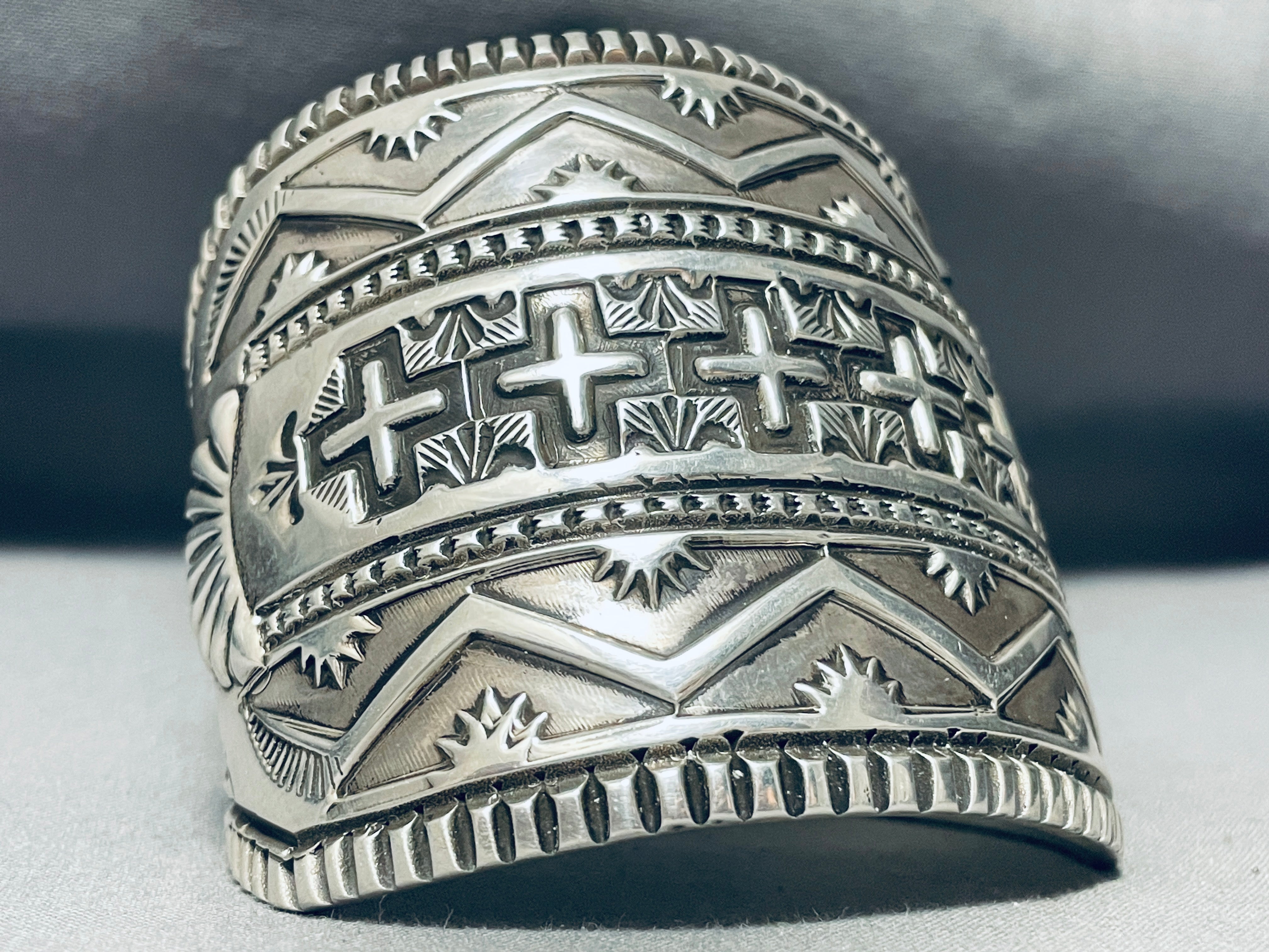 175g Authentic Navajo Sterling Silver Cross Bracelet for Women - Handmade Native American Jewelry for Gifts, Weddings & Spiritual Occasions