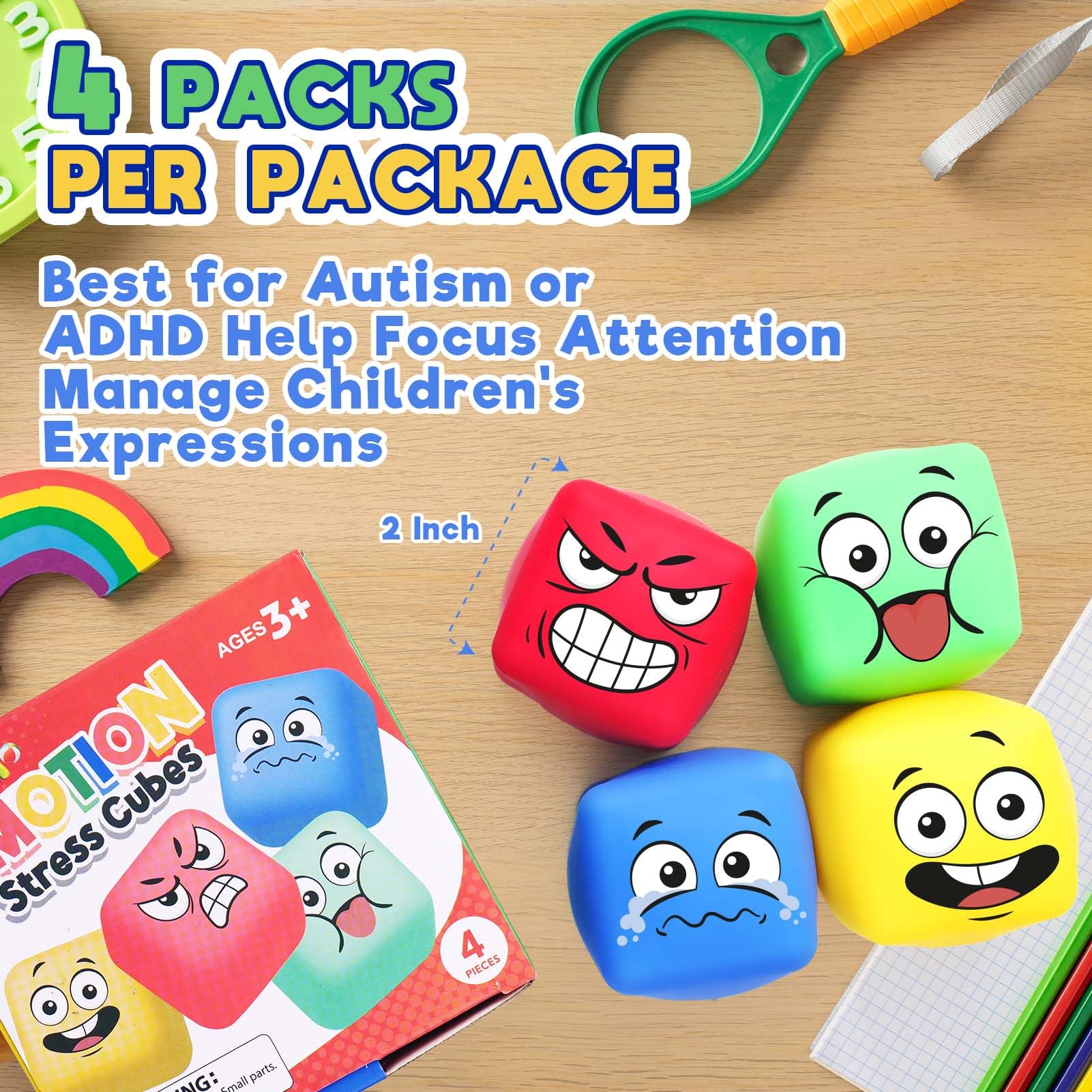 4 Pack Stress Relief Squeeze Balls for Kids & Adults - Slow Rising Squishy Sensory Fidget Toys for Anxiety, Autism, ADHD - Perfect for Classroom Prizes, Easter Basket Stuffers & Office Desk Stress Relief