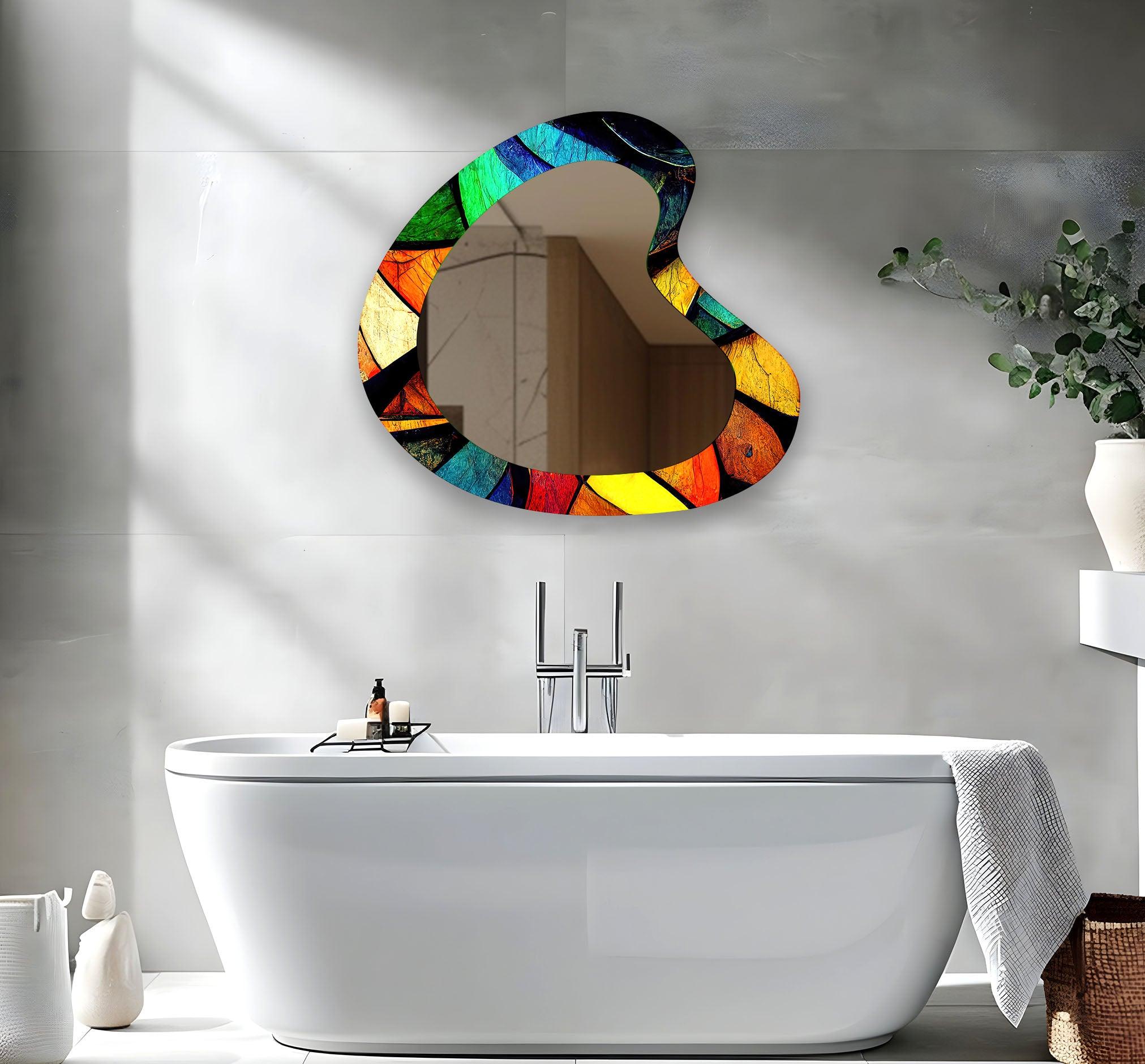 Stylish Modern Asymmetrical Wall Mirror - Unique Decorative Home Accent for Living Room, Bedroom & Entryway Decor