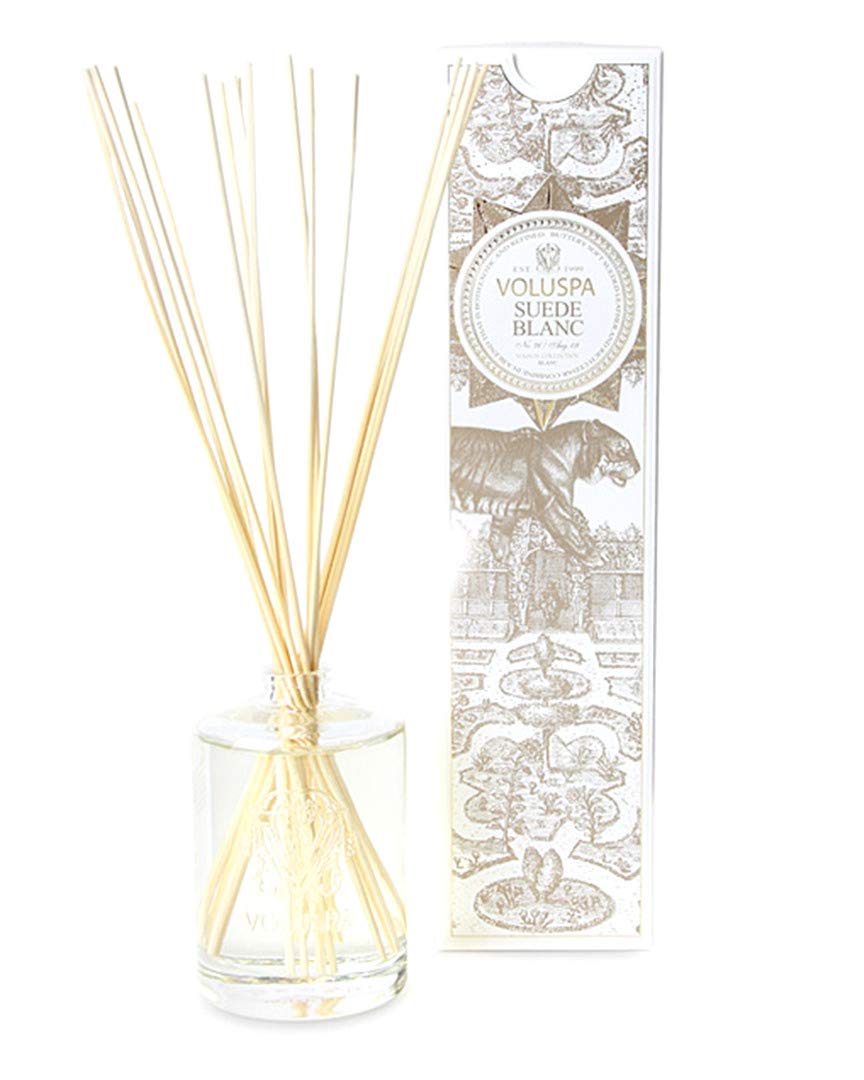 Voluspa Suede Blanc Home Diffuser - 6oz Premium Scented Oil Diffuser for Aromatherapy | Perfect for Living Room, Bedroom & Office Relaxation