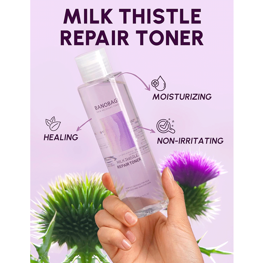 BANOBAGI Milk Thistle Repair Toner 200ml - Soothing Facial Toner for Acne-Prone & Sensitive Skin - Hydrating & Calming Skincare for Daily Use & Post-Treatment Care