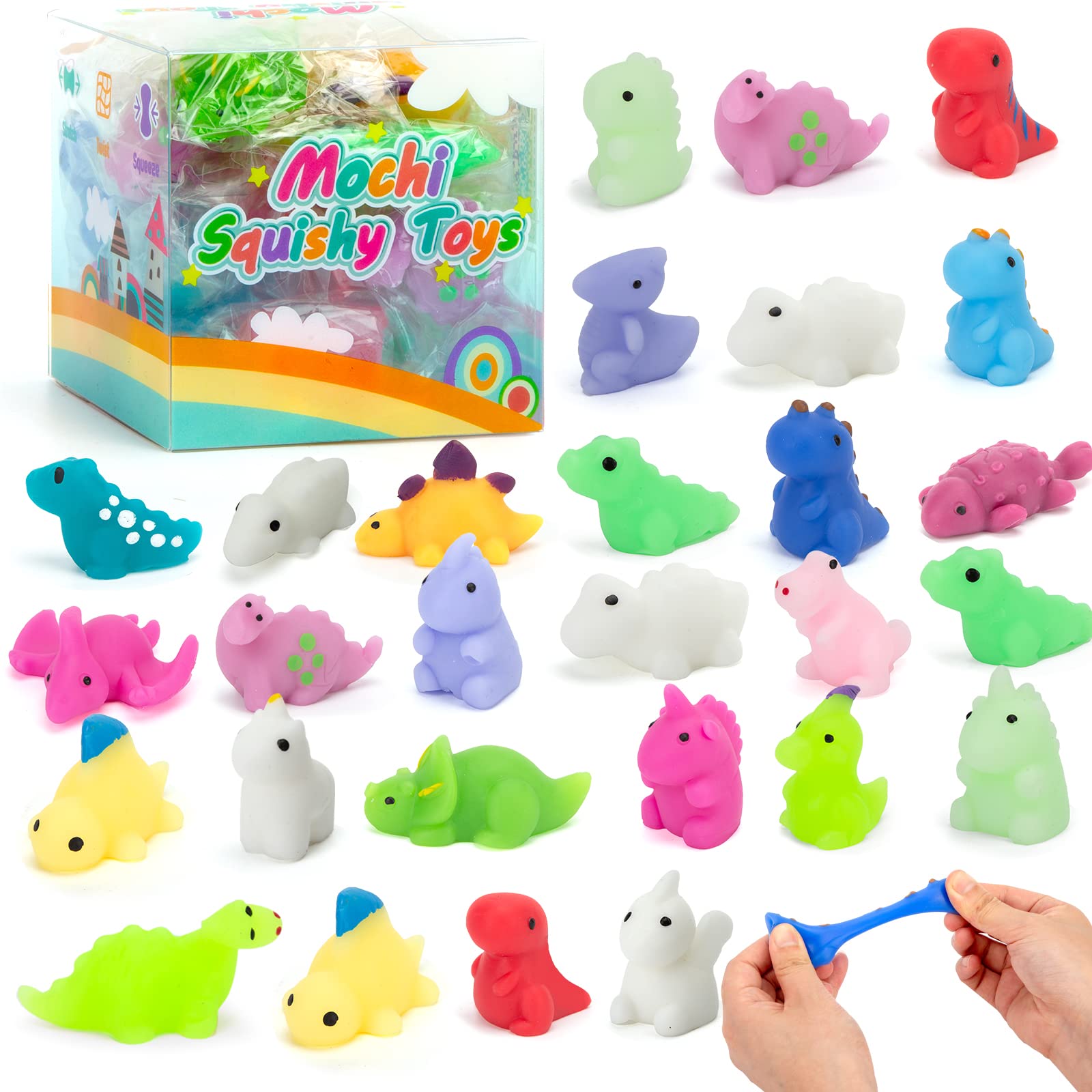Kawaii Dinosaur Squishies 28PCS - Stress Relief Toys for Kids Party & Classroom