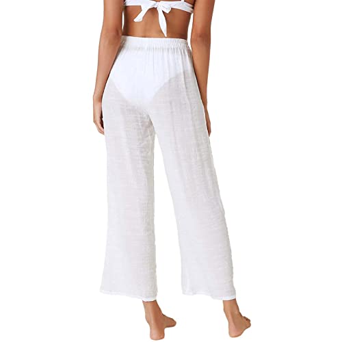 Women's Sunscreen Casual Pants - UPF 50+ Solid Color Loose-Fitting Beach Vacation Cropped Trousers for Summer Outdoor Activities, Travel & Yoga