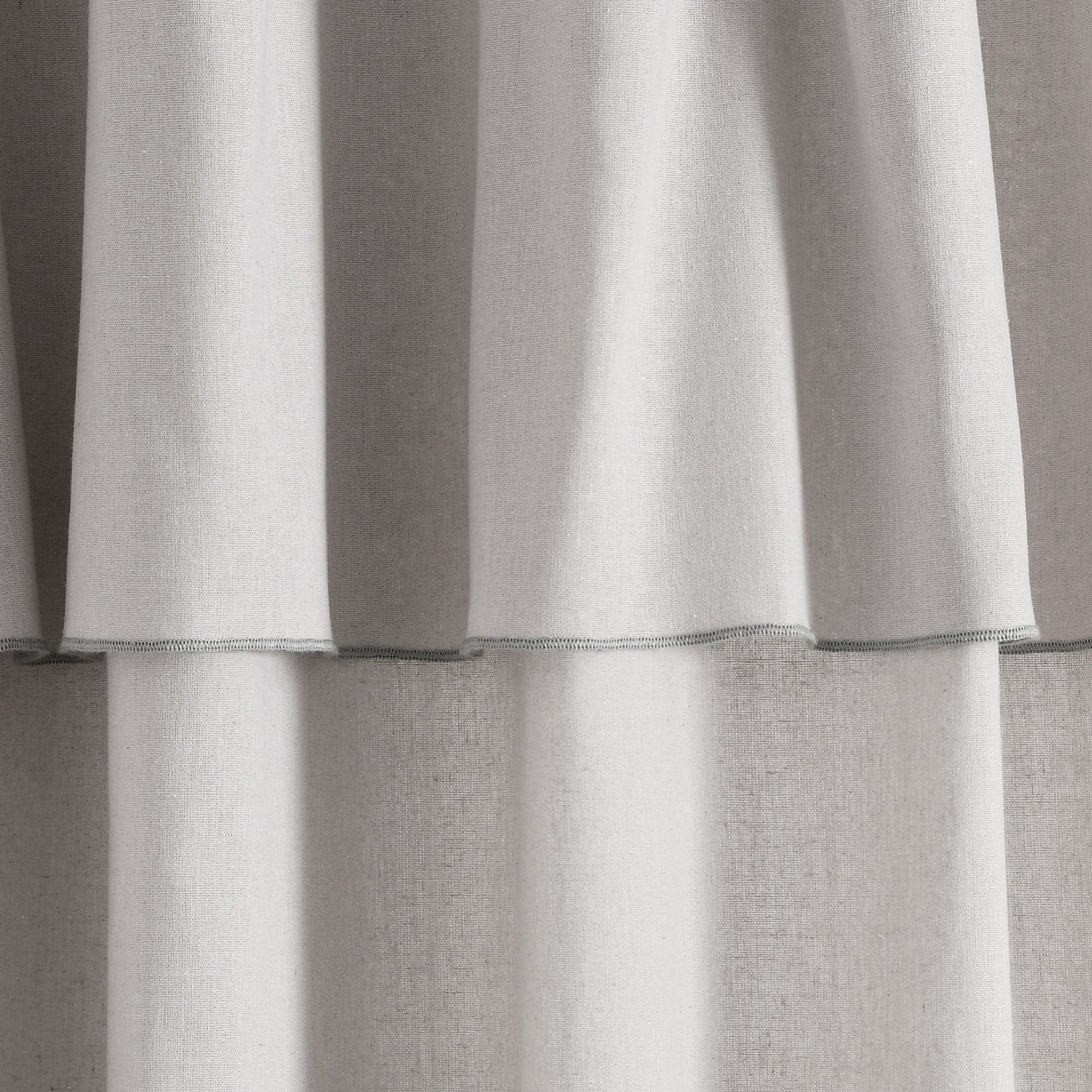 Modern Faux Linen Embroidered Edge Window Curtain Panel Set with Attached Valance - Elegant Home Decor for Living Room, Bedroom & Dining Room