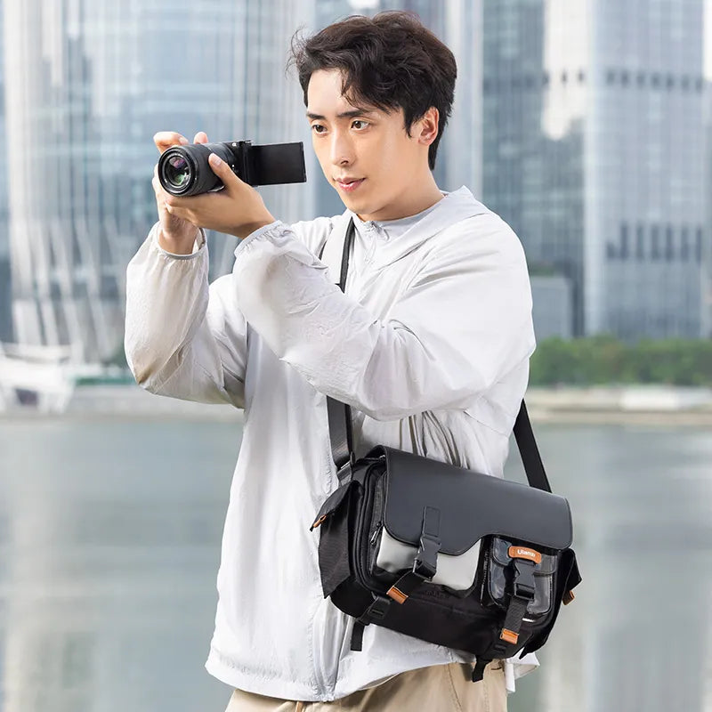 Ulanzi MS12 5.6L Messenger Bag for Men & Women - Durable Crossbody Shoulder Bag with Adjustable Strap, Black (B118) - Perfect for Travel, Work, School & Everyday Use
