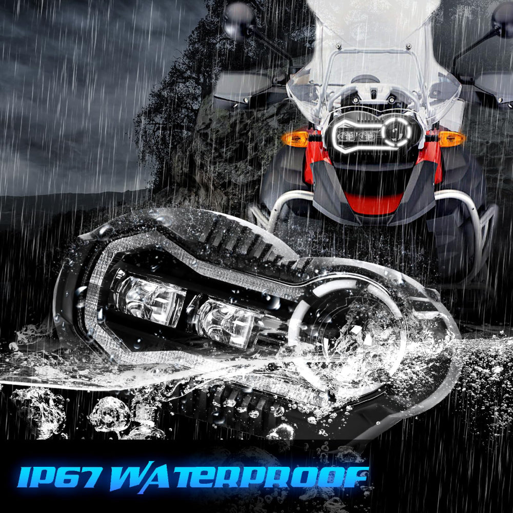 LED Headlight Assembly Compatible with BMW R1200GS (2004-2012) & R1200GS Adventure (2005-2013) - High Brightness Motorcycle Headlight for Night Riding & Off-Road Adventures