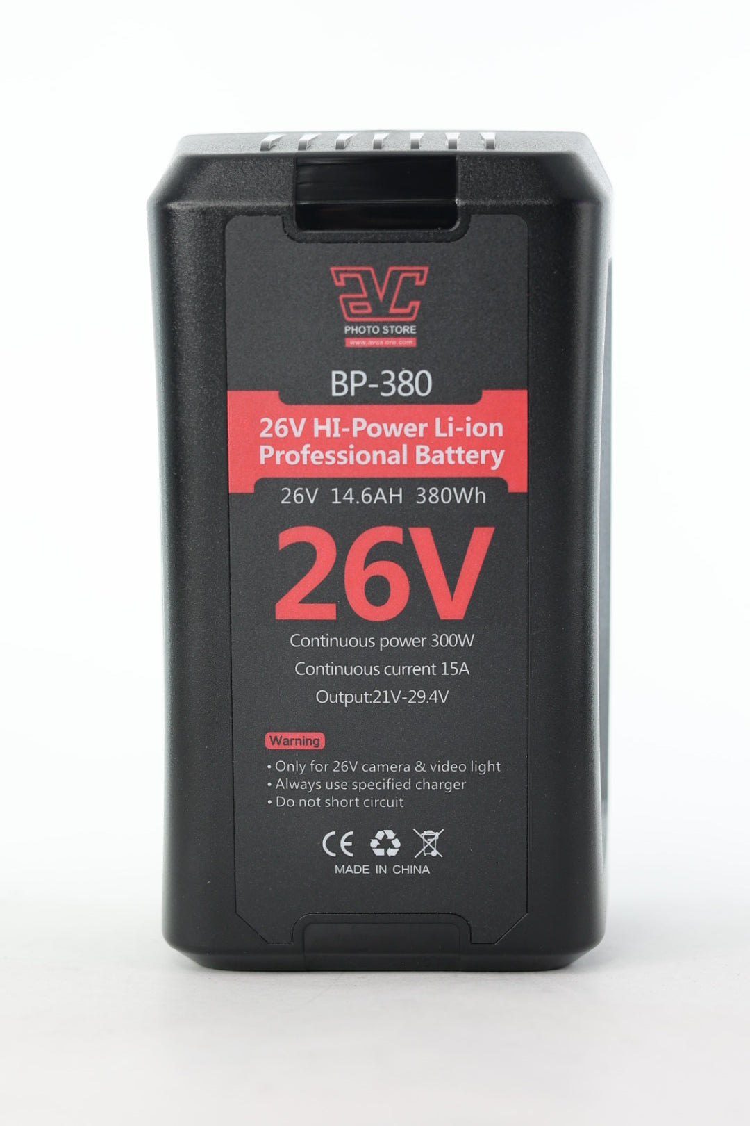 AVC BP380 26V 15Ah 380Wh Professional V Mount Lithium Ion Battery for DSLR Cameras, Camcorders & Film Equipment - Power Your Video Production On The Go