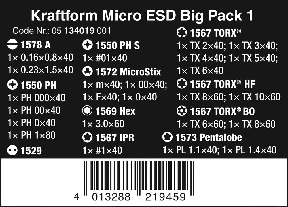 Kraftform Micro ESD Big-Pack - 25 Piece Anti-Static Electronics Tool Set for PC Repair, Phone Maintenance & Circuit Board Work | ESD Safe Screwdriver Kit for Technicians