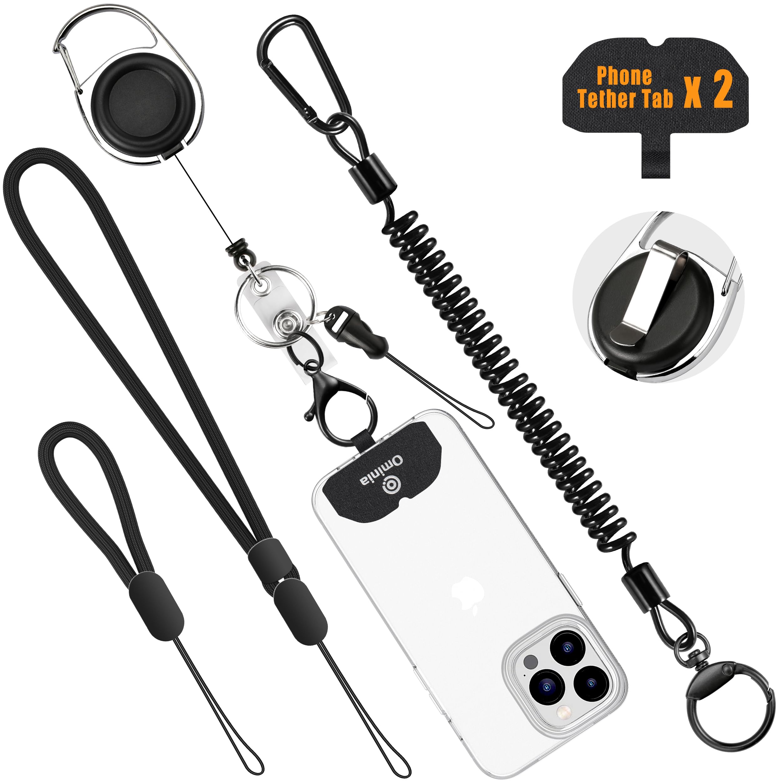 Retractable Anti-Theft Phone Lanyard with Universal Tether Cord - Wrist & Finger Strap for Smartphones - Perfect for Travel, Hiking, and Outdoor Activities