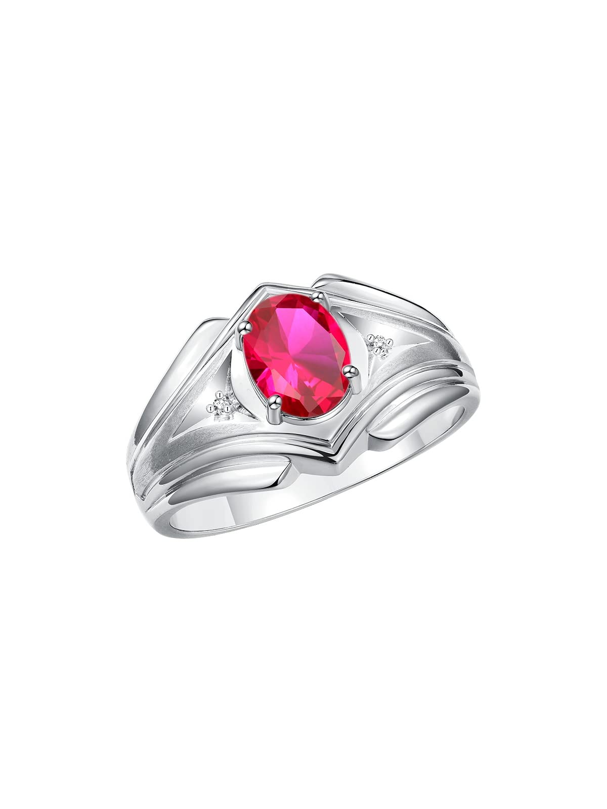 Rylos Men's Sterling Silver Rings - Classic Designer 9X7MM Oval Gemstone & Diamond Ring with Birthstone Options (Sizes 8-13) | Perfect for Weddings, Anniversaries & Special Occasions