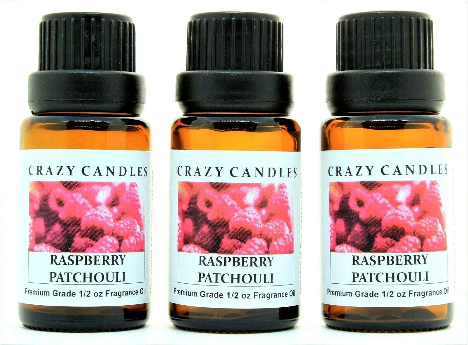 Premium Raspberry Patchouli Scented Fragrance Oil - 3 Pack (1/2 Fl Oz/15ml Each) - Aromatherapy, Candle Making, Diffuser & Home Fragrance Oil for Relaxation & Stress Relief
