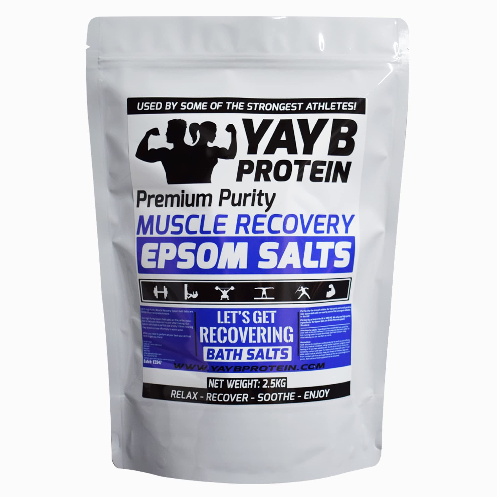 YAYB Premium Pure Epsom Salt for Bath - Magnesium Sulfate Crystals for Relaxation, Muscle Recovery & Detox - 50kg Resealable Bag - Ideal for Spa, Home Bath & Foot Soak