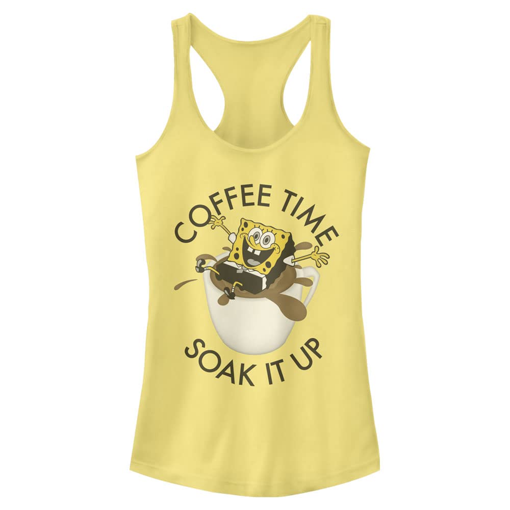 SpongeBob SquarePants Women's Racerback Tank Top - Nickelodeon Cartoon Graphic Tee for Coffee Lovers | Casual Summer Outfit, Beachwear & Lounge Wear