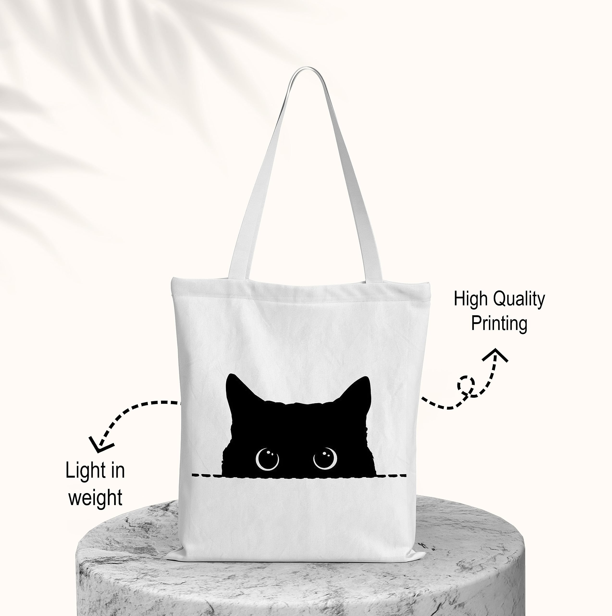TrendoPrint Cartoon Shopping Tote Bag - Durable Canvas Grocery Bag with 15kg Capacity - Stylish Multi-Purpose Tote for Women & College Girls - Perfect for Grocery Shopping, Campus Life & Daily Errands