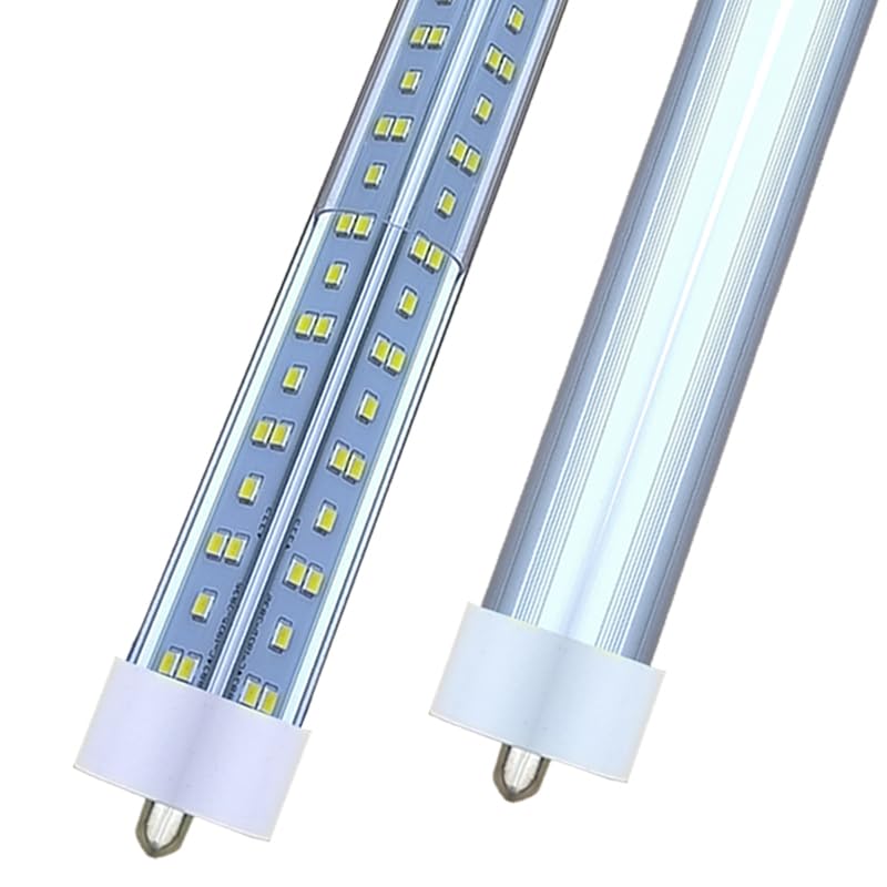 8Ft LED Ballast Bypass Bulbs - 144W Single Pin FA8 F96T12 LED Replacement for T8 T12 T0 Tube Lights - 6500K Daylight White, Clear Cover, No RF/FM Interference (12 Pack) - Perfect for Warehouses, Garages, and Commercial Lighting
