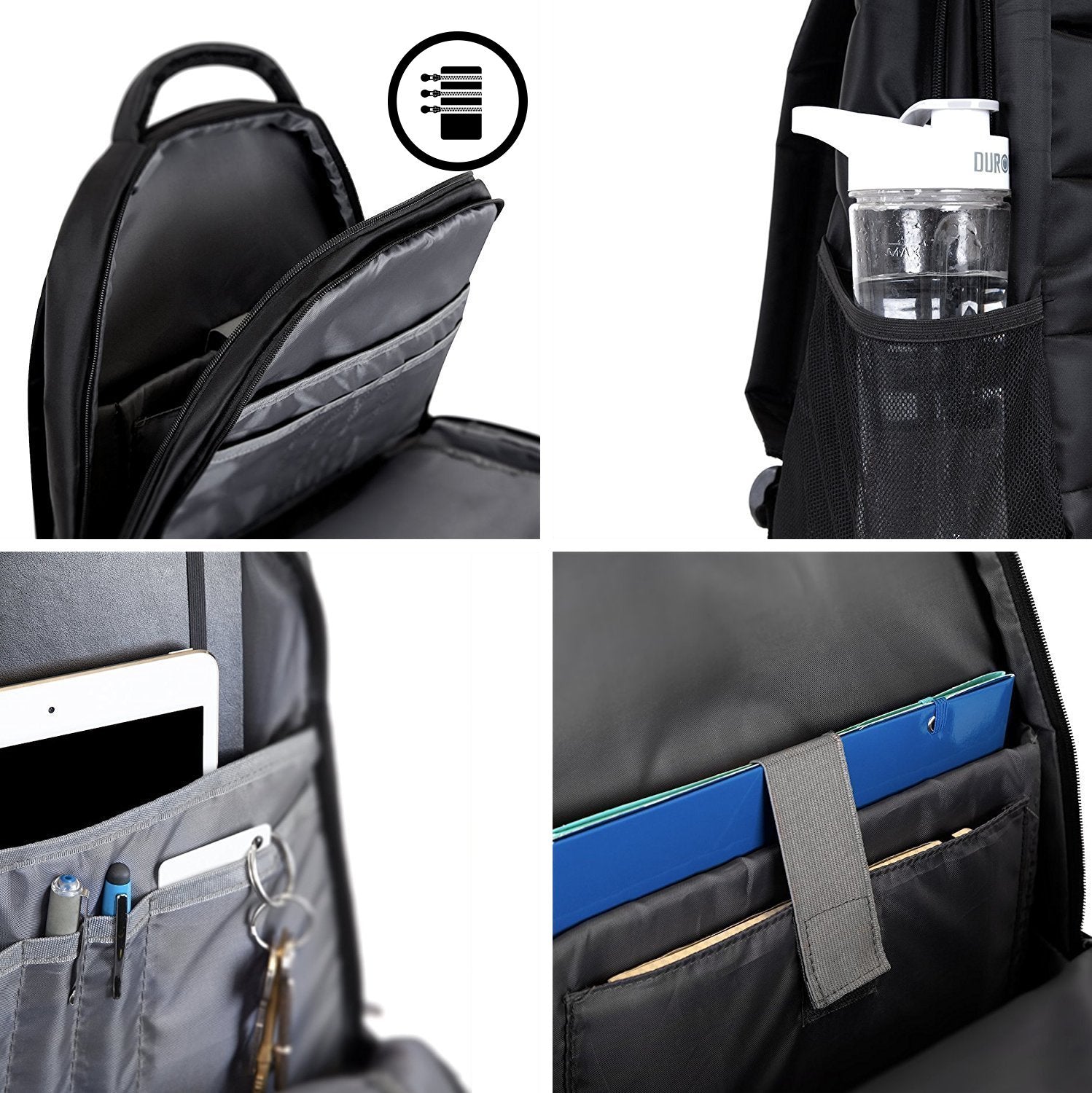 Duronic Lightweight Water Resistant Laptop Backpack - 15.6 Inch Travel & Business Computer Bag for Men, Women & Students - Perfect for School, Gym, Commuting & Office Use